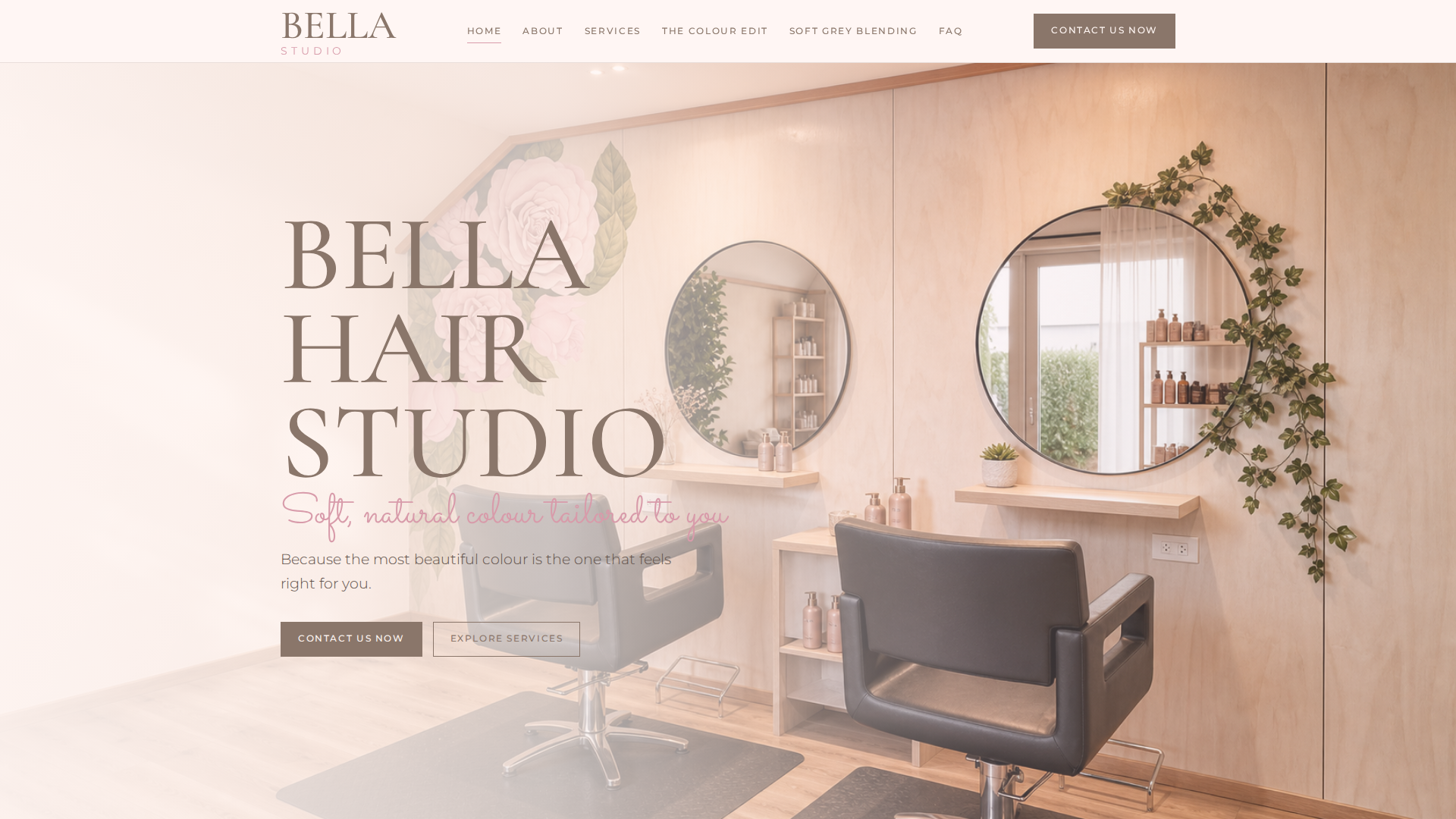 Website snapshot for Bella Hair Studio