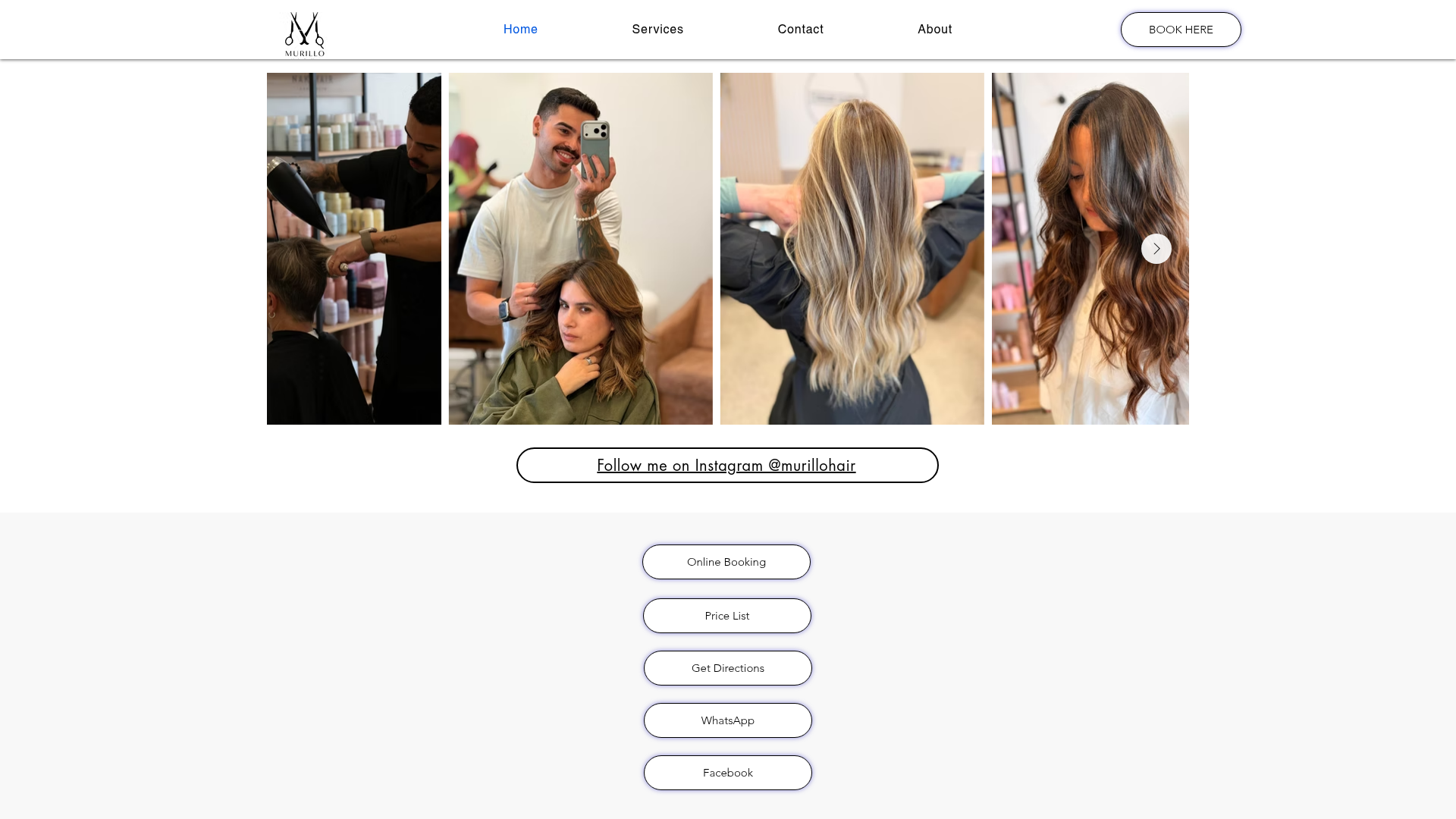 Website snapshot for Murillo - Hair Stylist