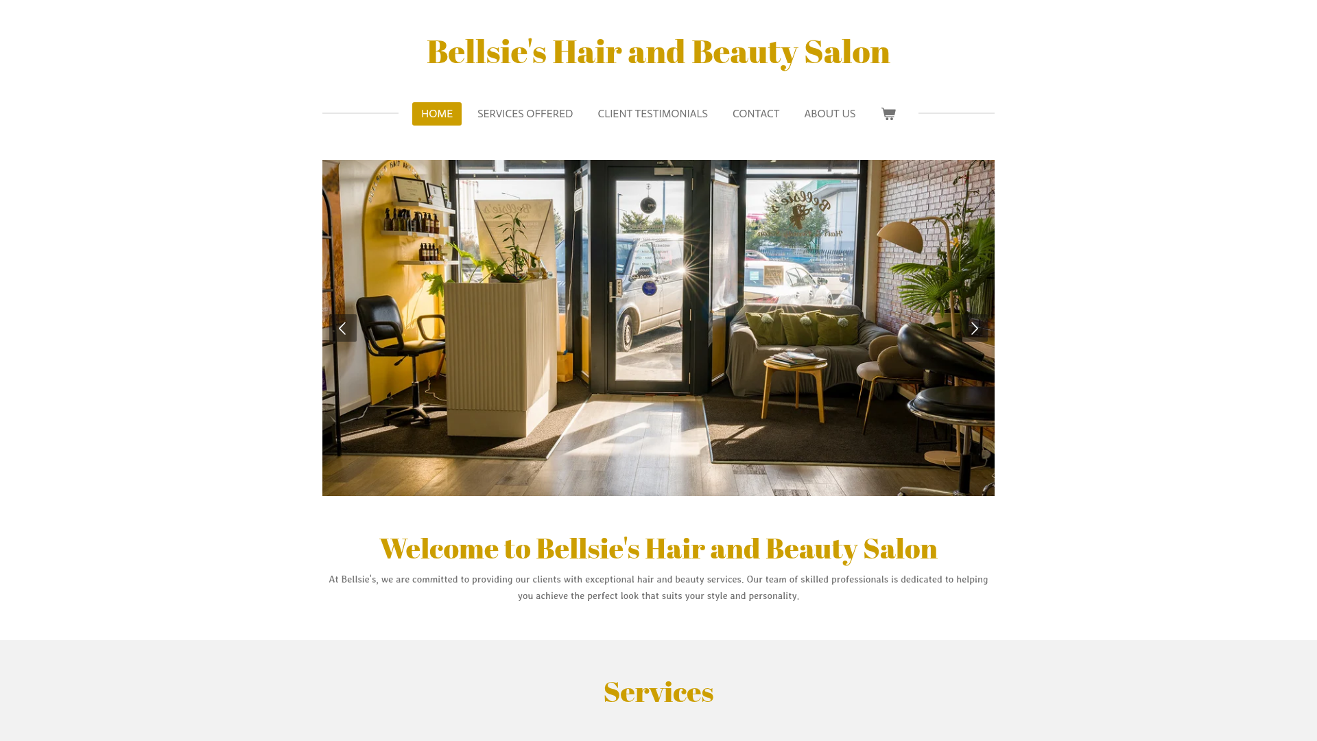 Website snapshot for Bellsie's Hair & Beauty Salon