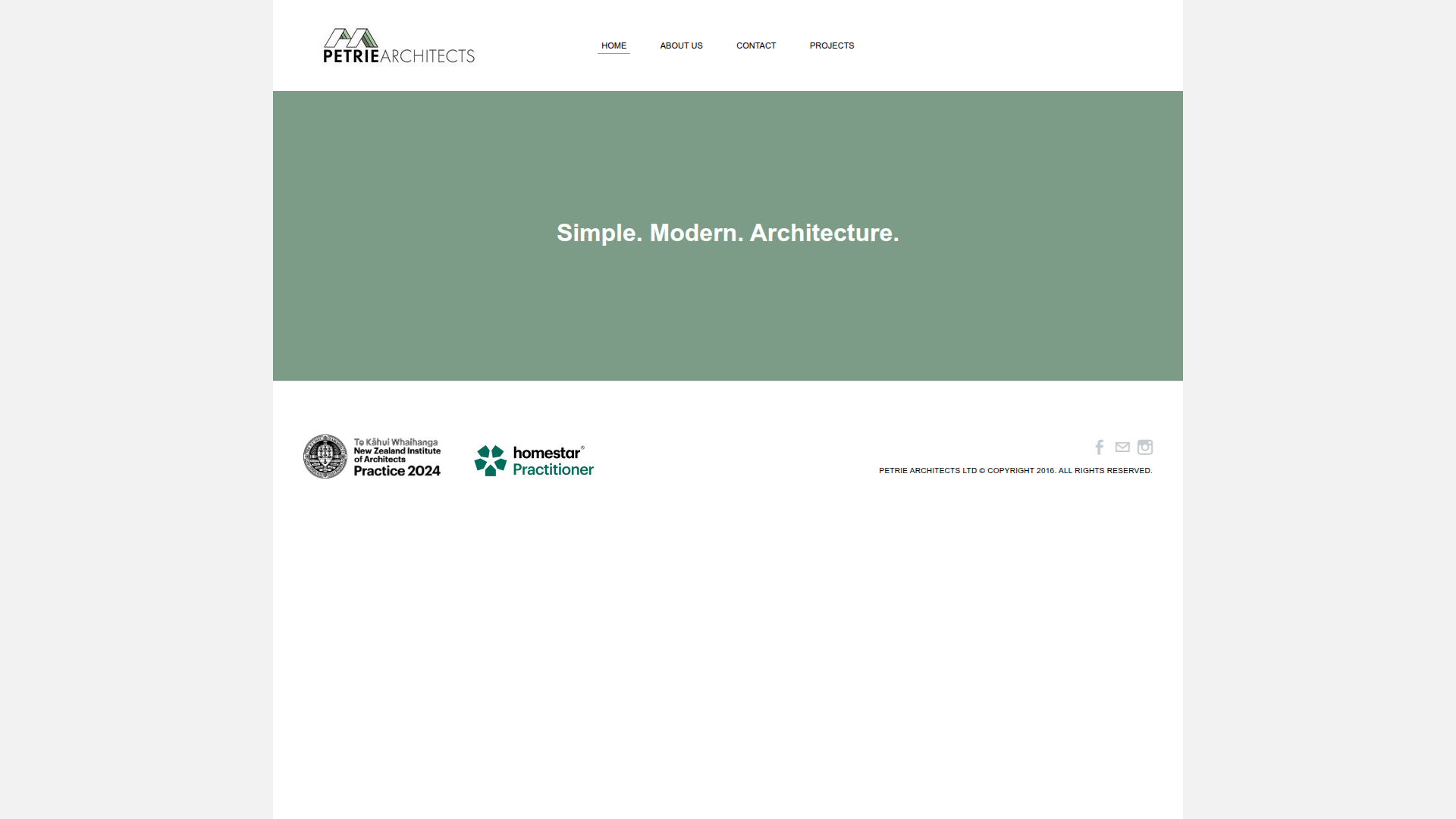 Website snapshot for Petrie Architects