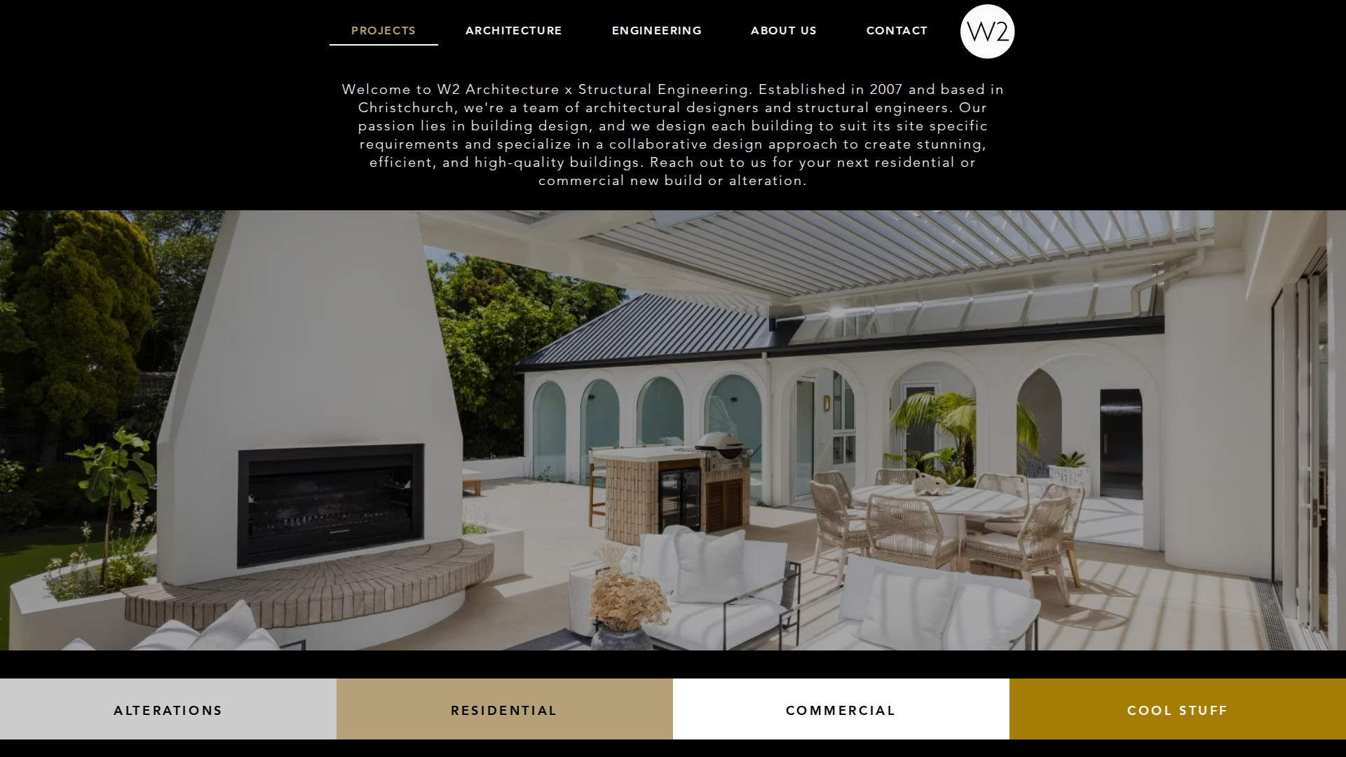 Website snapshot for W2 Architecture x Structural Engineering