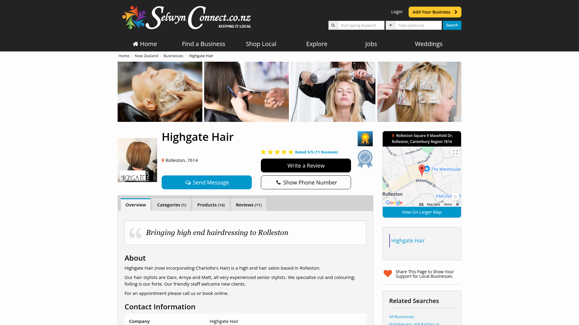 Website snapshot for Highgate Hair