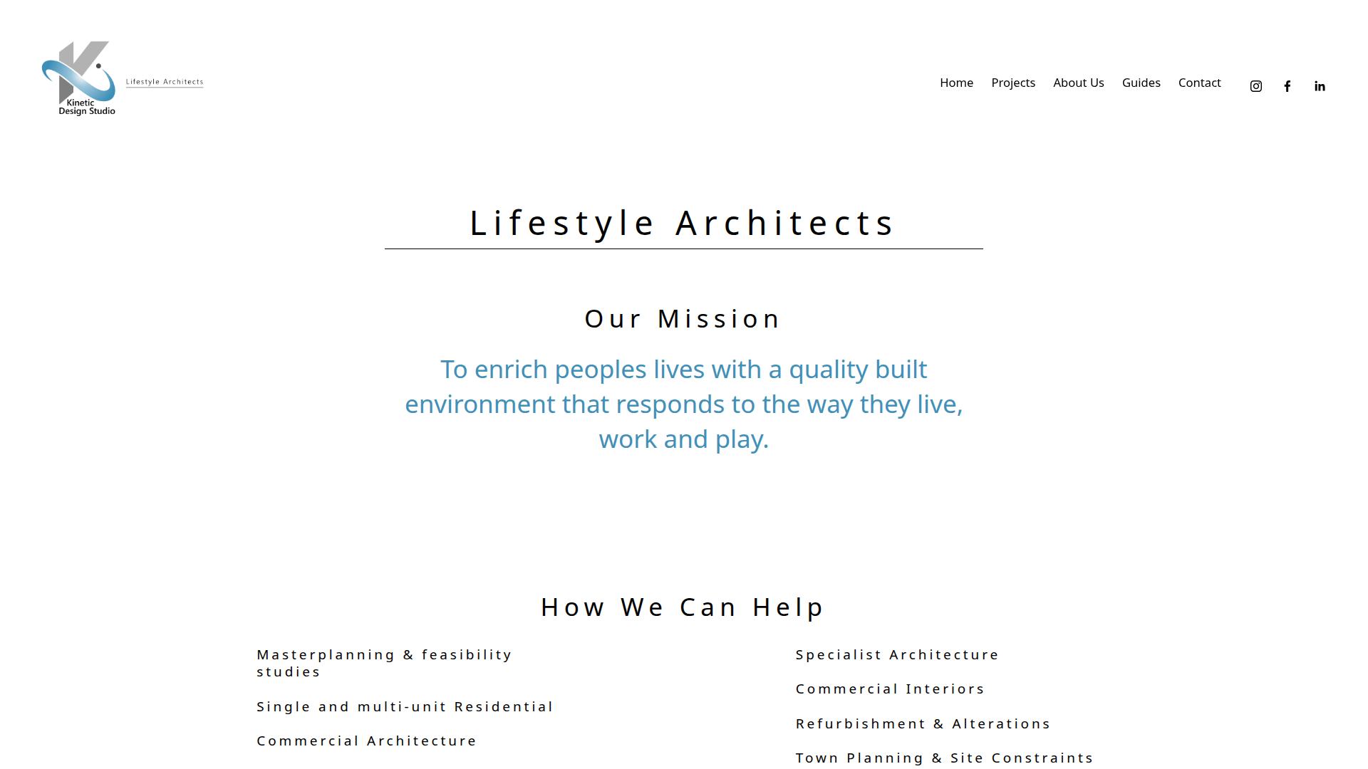 Website snapshot for Kinetic Design Studio