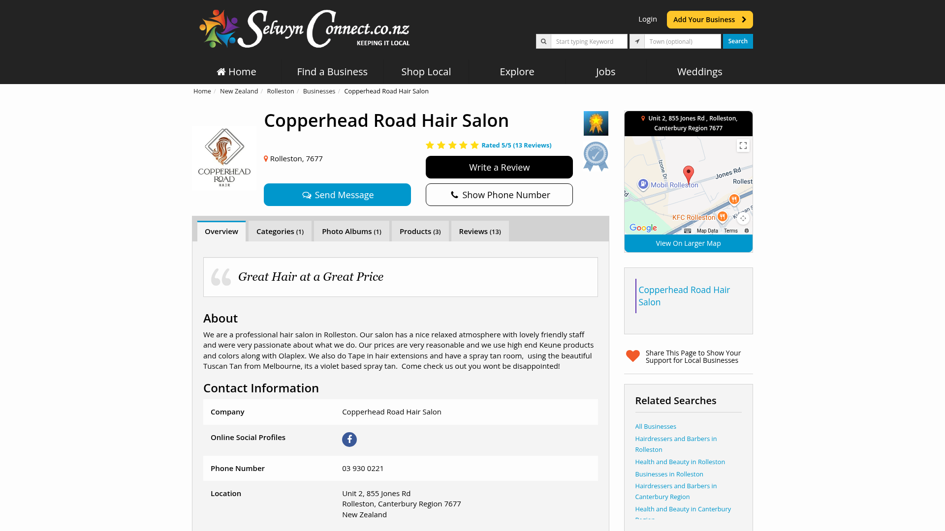 Website snapshot for Copperhead Road