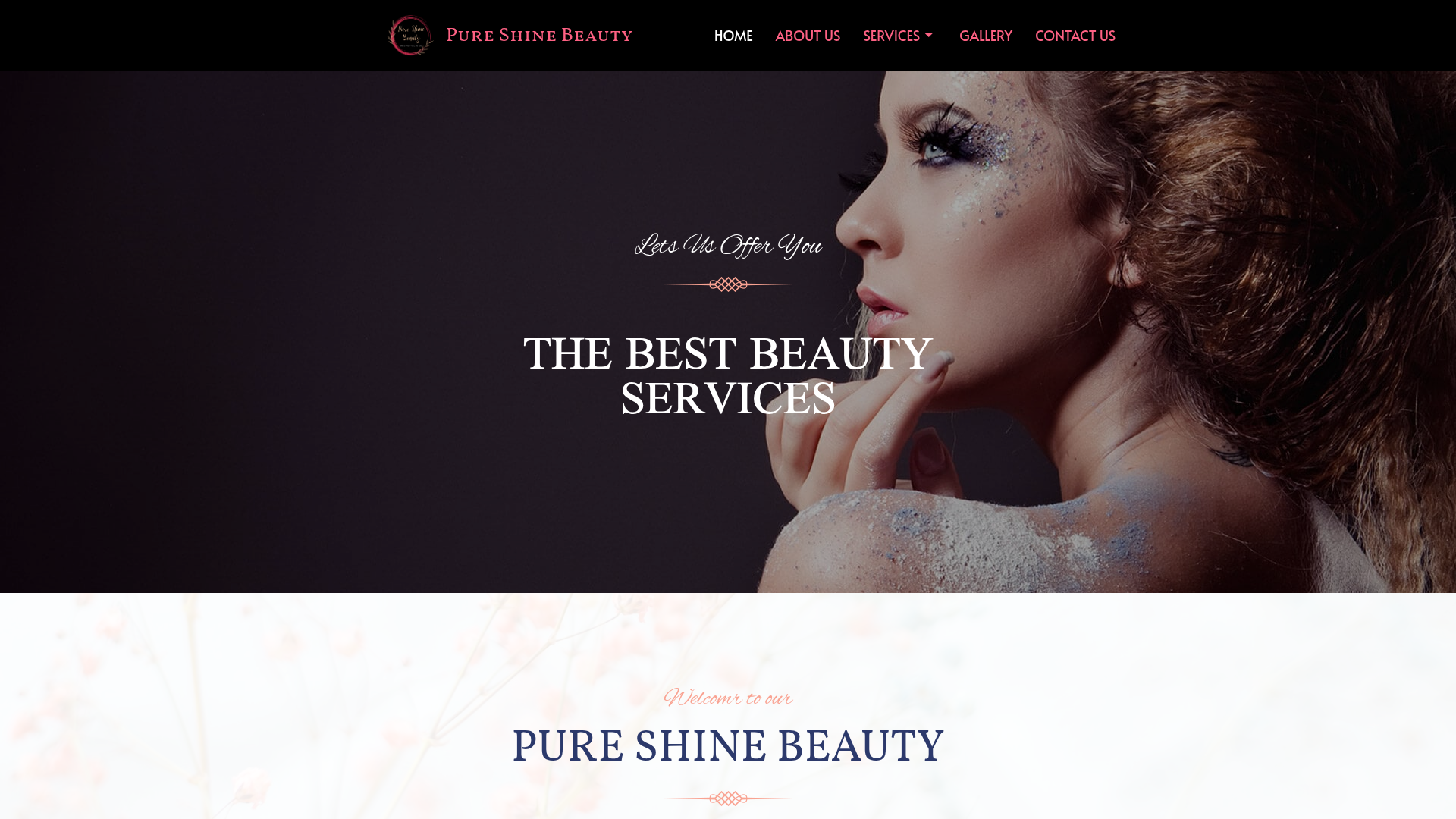 Website snapshot for Pure Shine Beauty