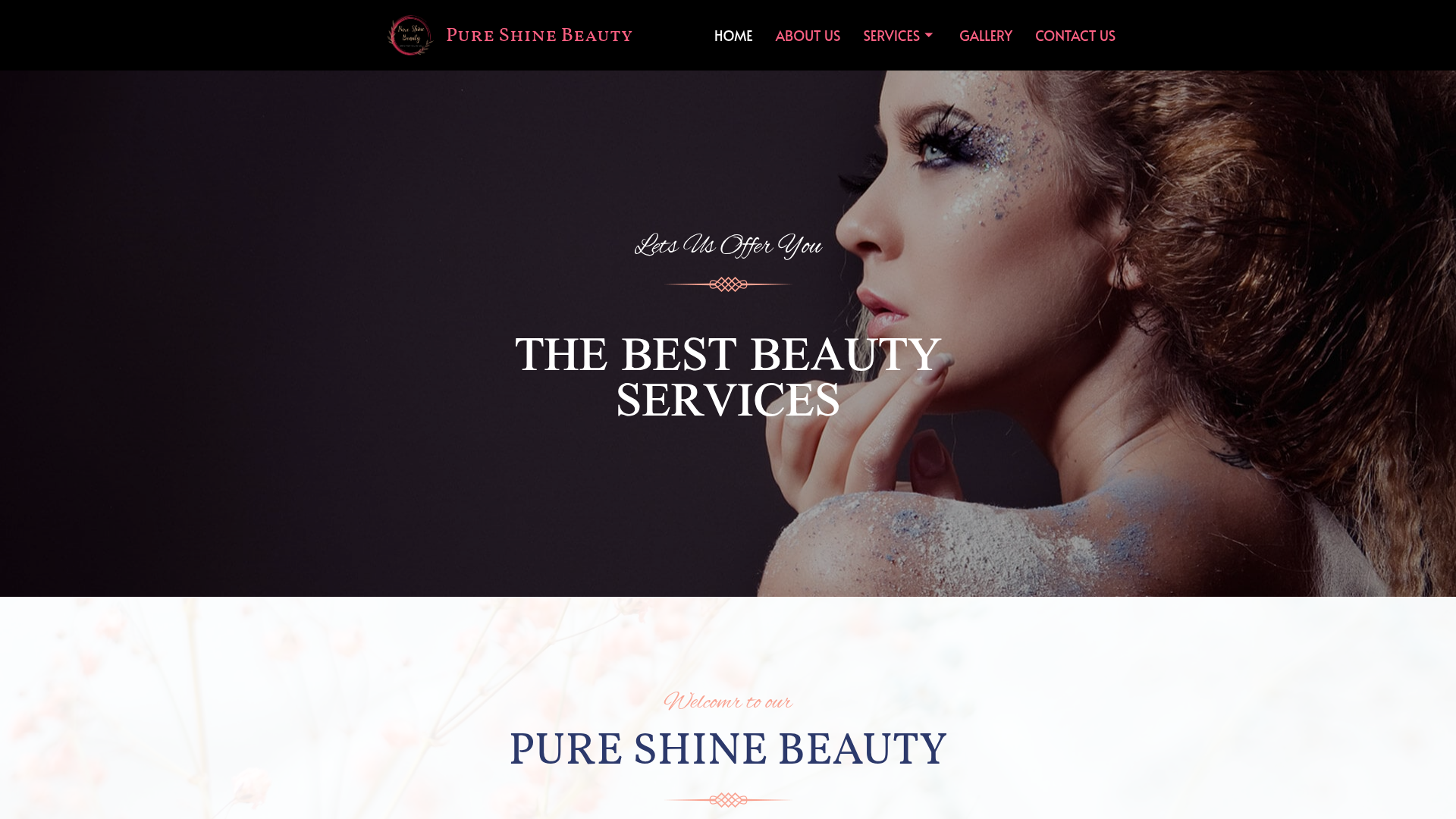 Website snapshot for Pure Shine Beauty