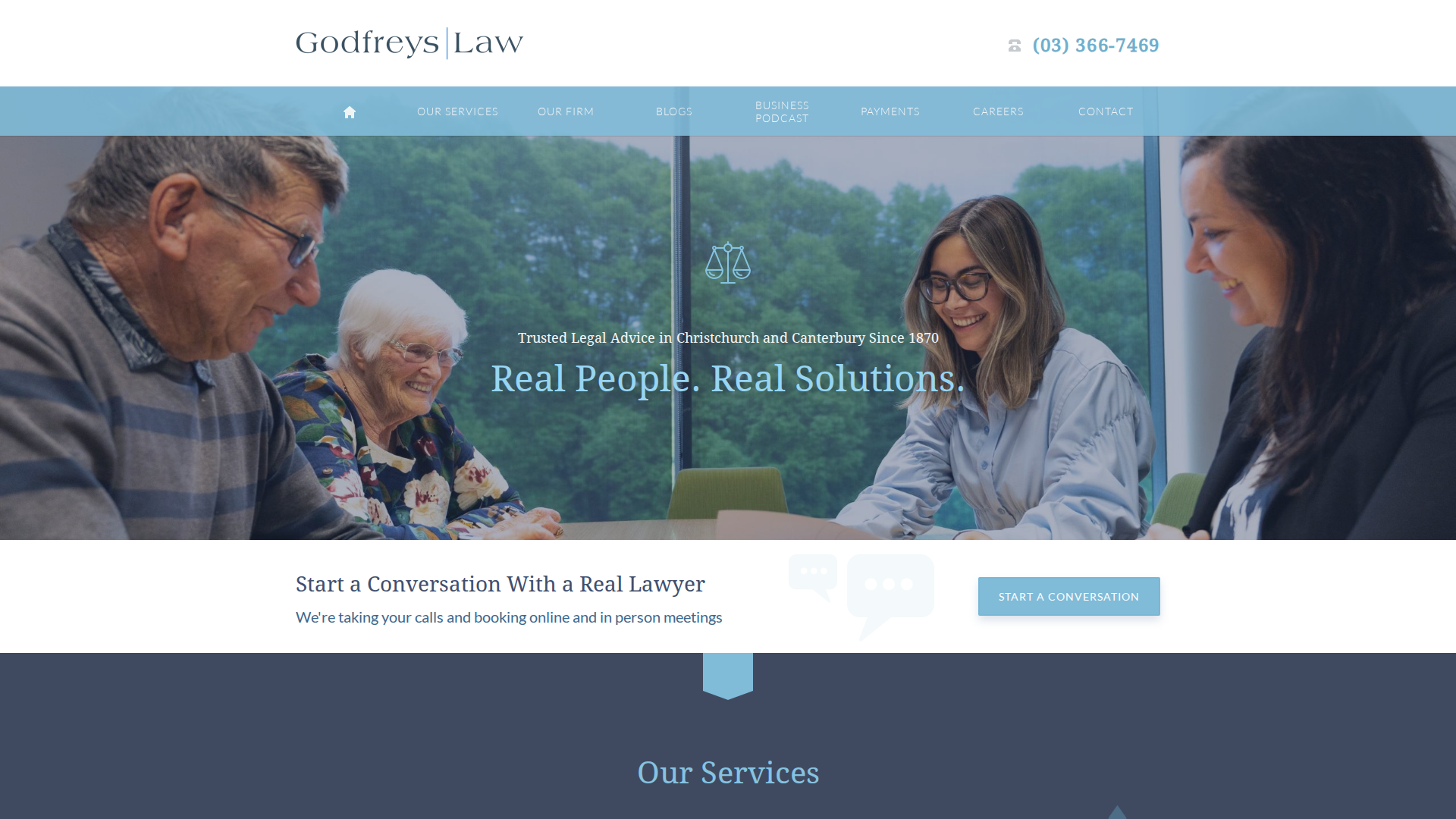 Website snapshot for Godfreys Law