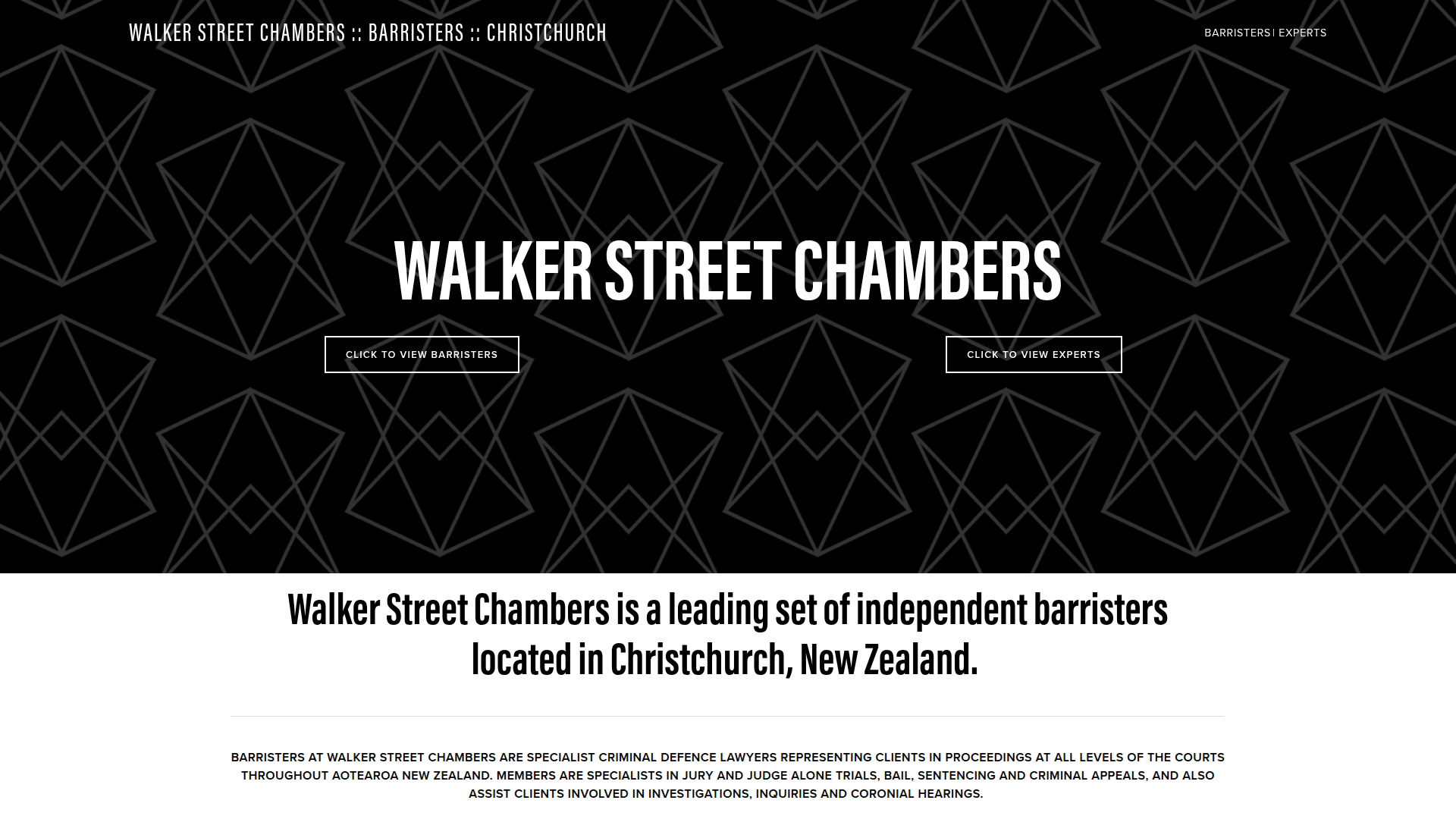 Website snapshot for 40 Walker Street Chambers