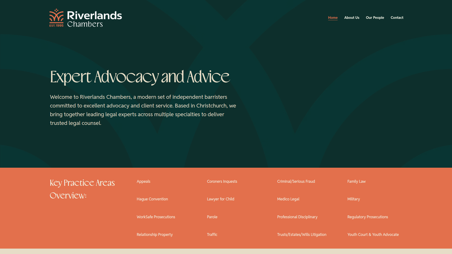 Website snapshot for Riverlands Chambers