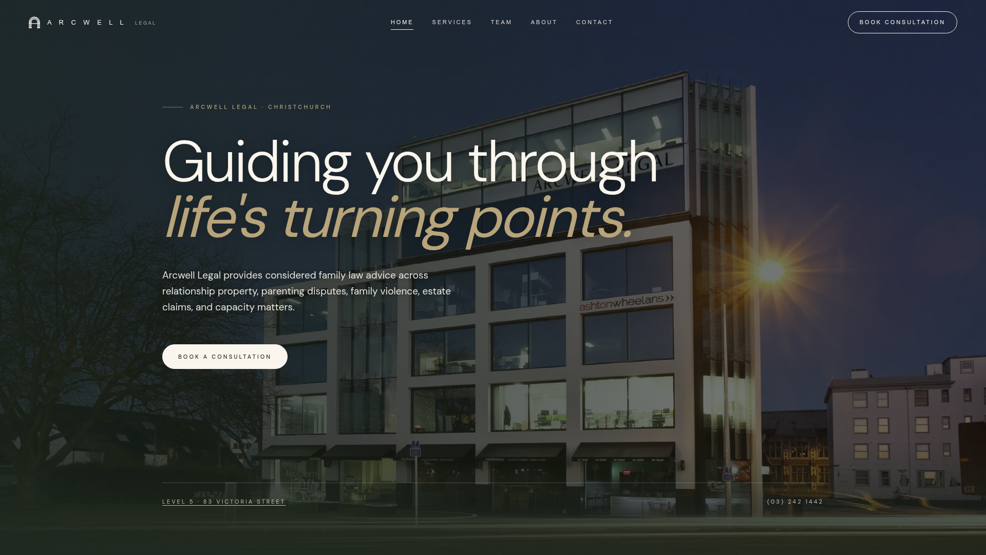 Website snapshot for Arcwell Legal