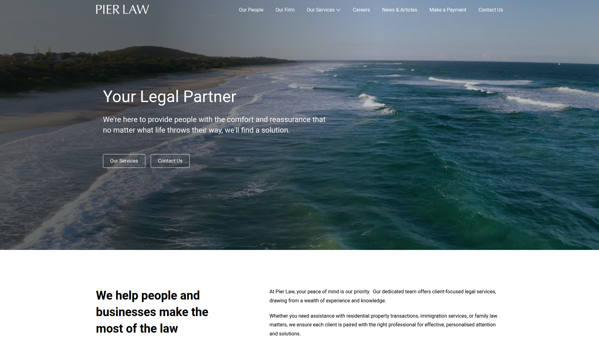 Website snapshot for Pier Law Christchurch