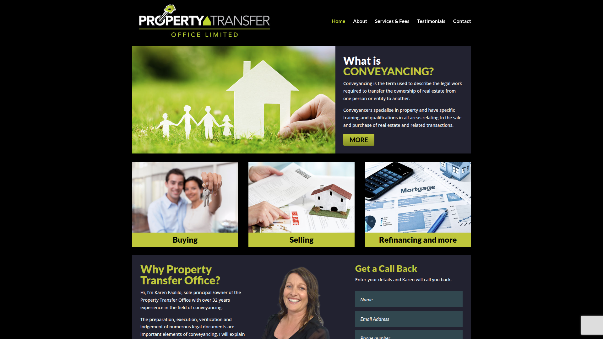 Website snapshot for Property Transfer Office