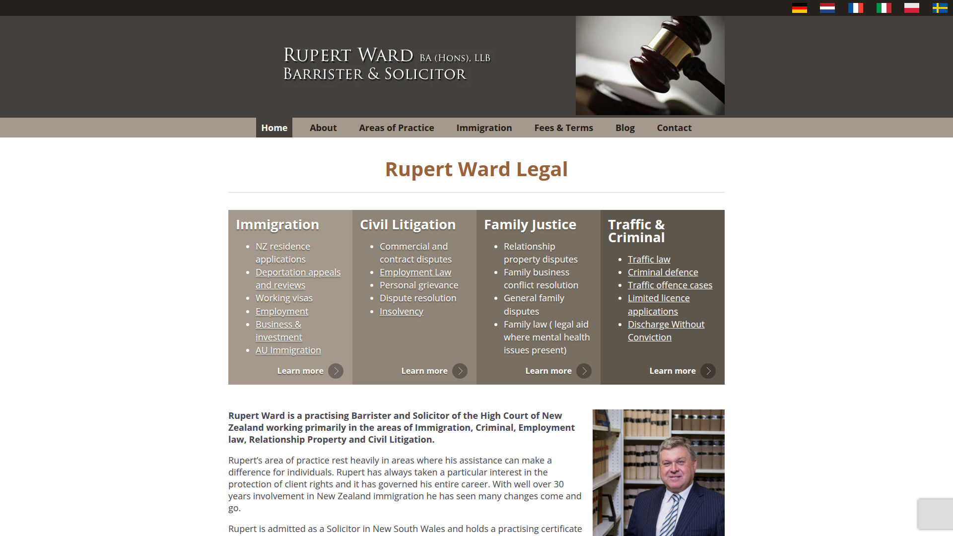 Website snapshot for Rupert Ward Barrister