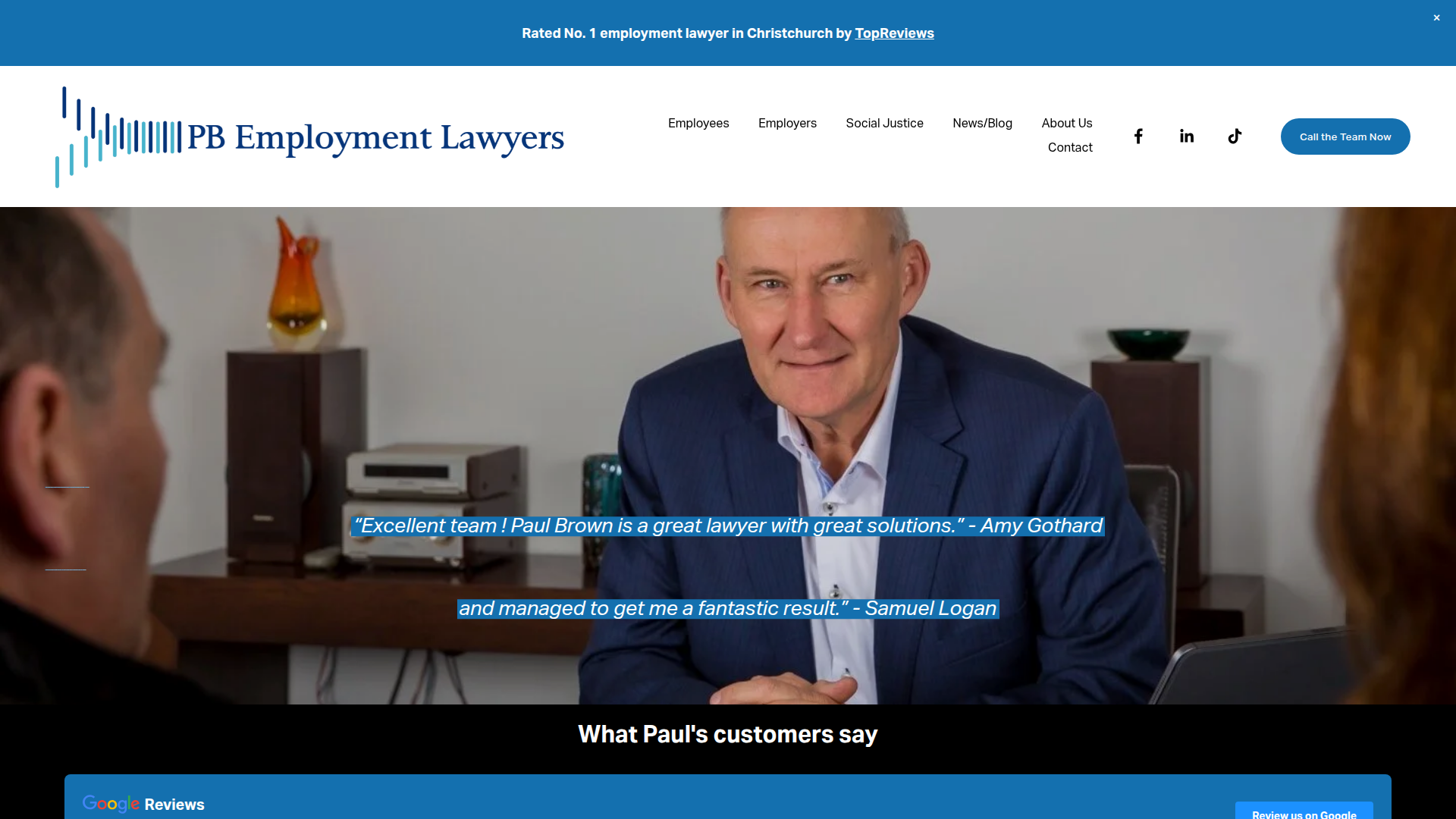 Website snapshot for PB Employment Law