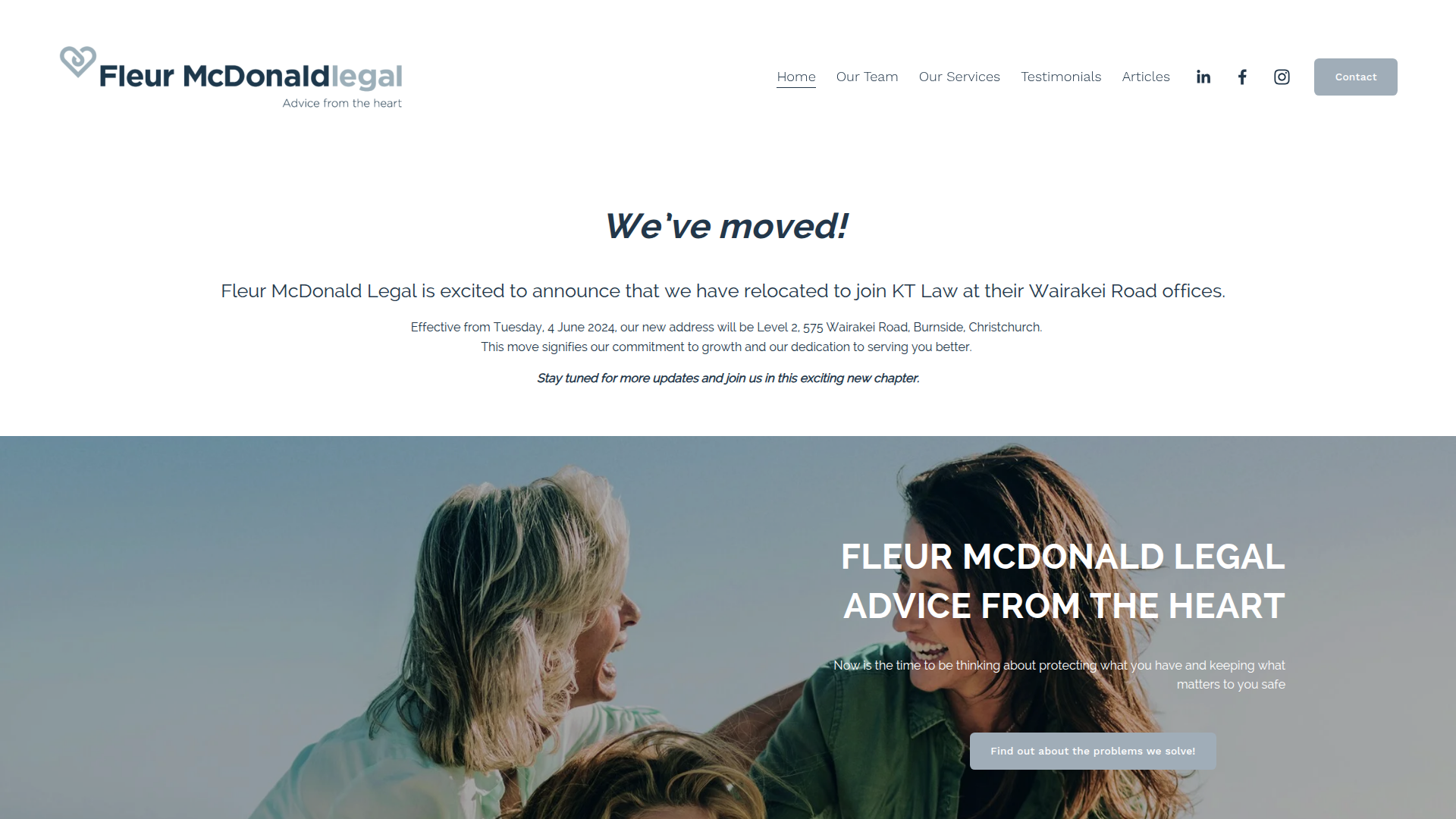 Website snapshot for Fleur McDonald Legal