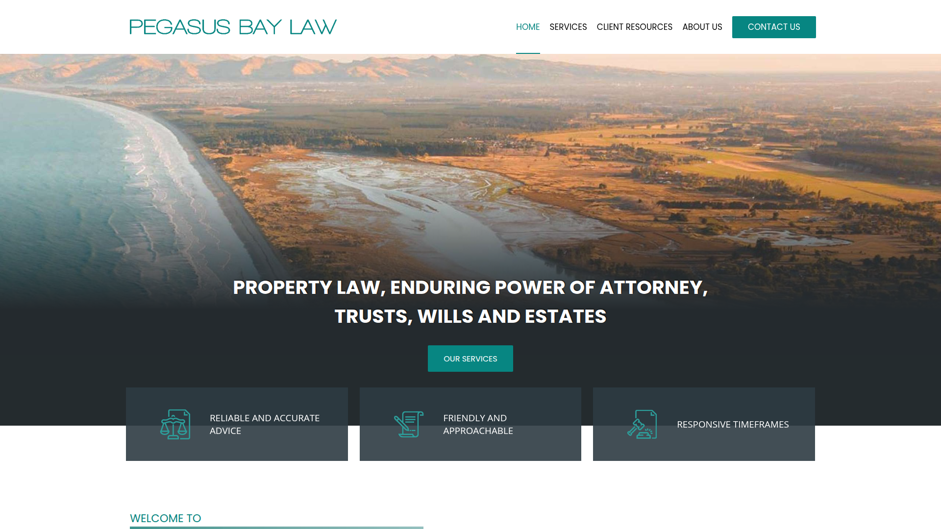 Website snapshot for Pegasus Bay Law