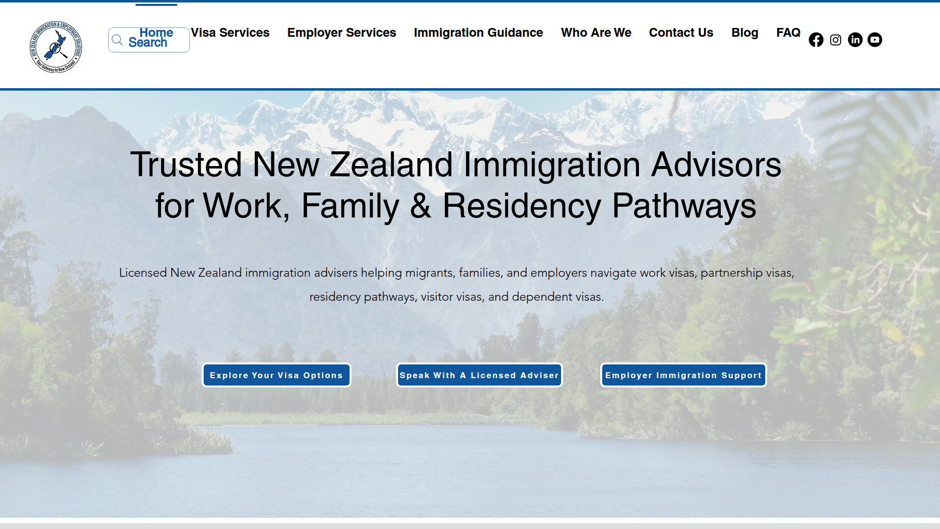 Website snapshot for New Zealand Immigration & Employment Solutions