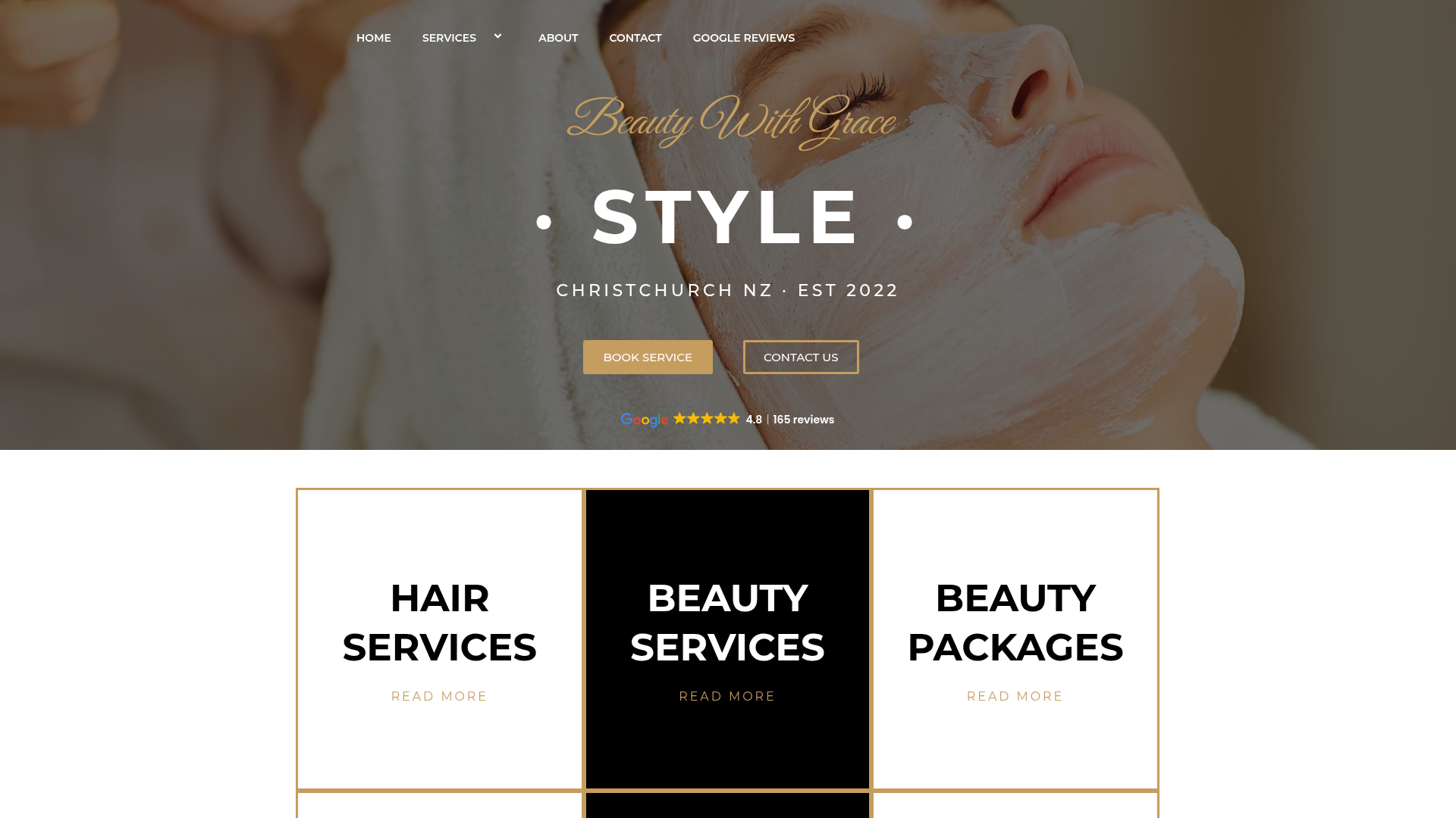 Website snapshot for Beauty with Grace Rolleston