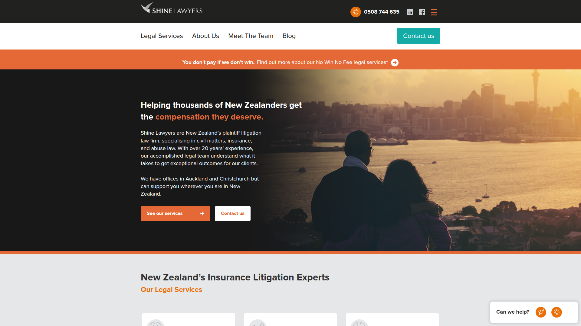 Website snapshot for Shine Lawyers