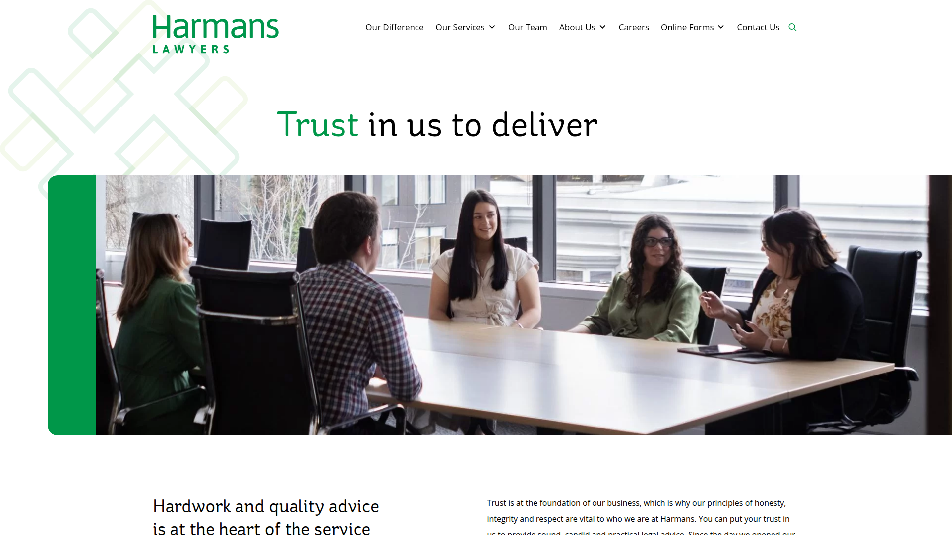 Website snapshot for Harmans Lawyers