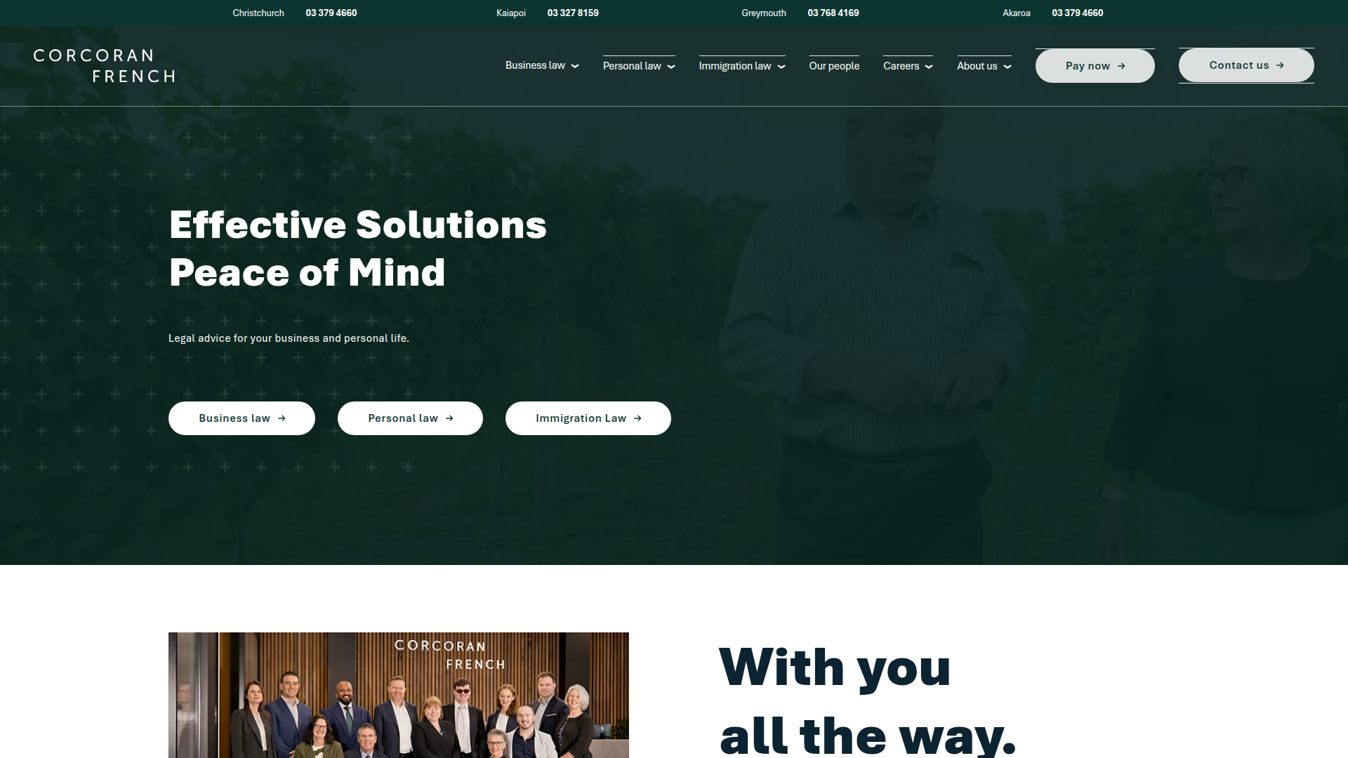 Website snapshot for Corcoran French Lawyers