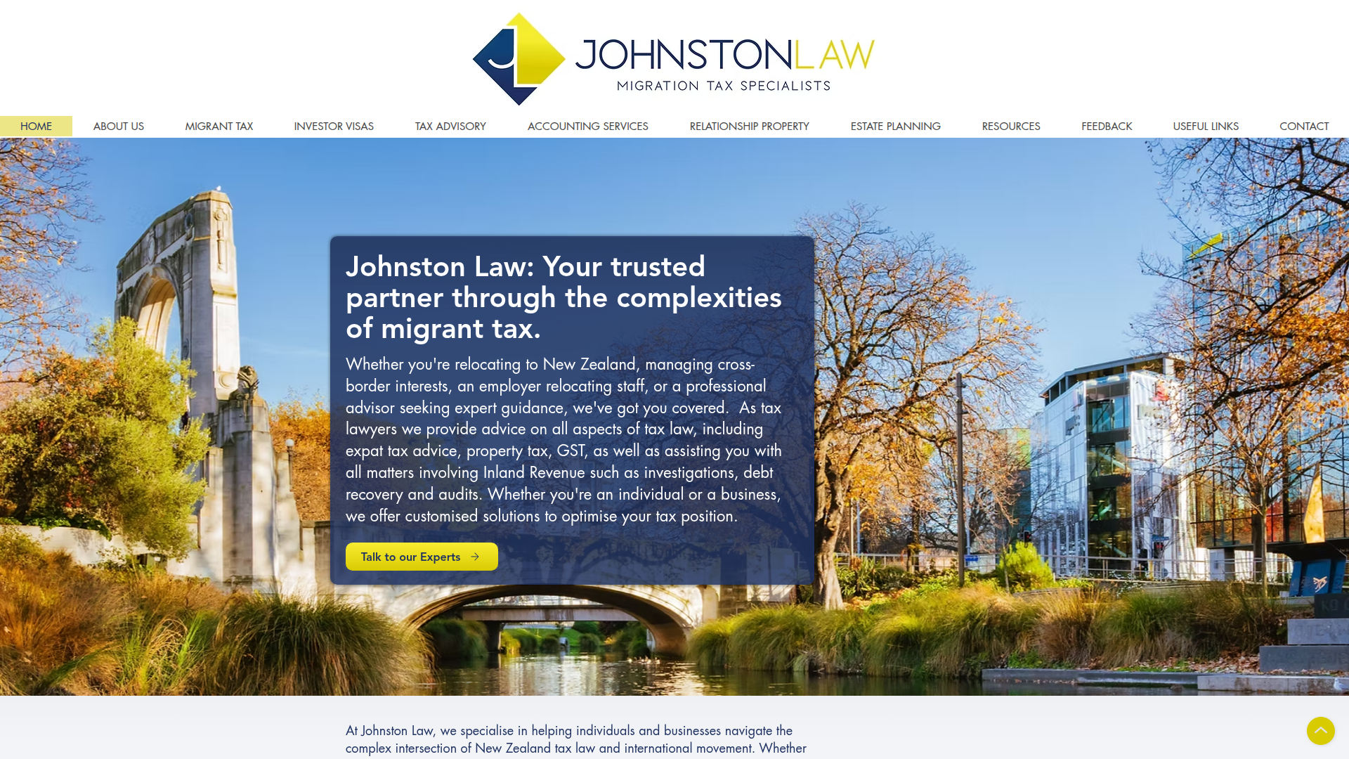 Website snapshot for Johnston Law
