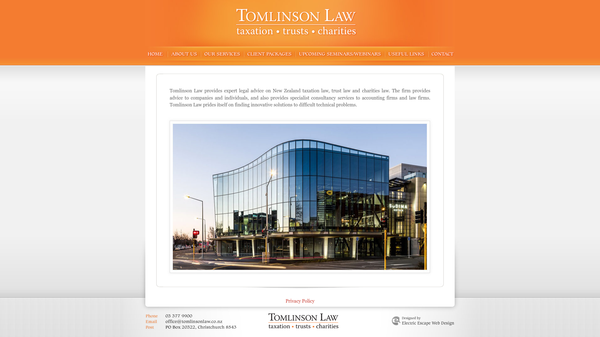 Website snapshot for Tomlinson Law