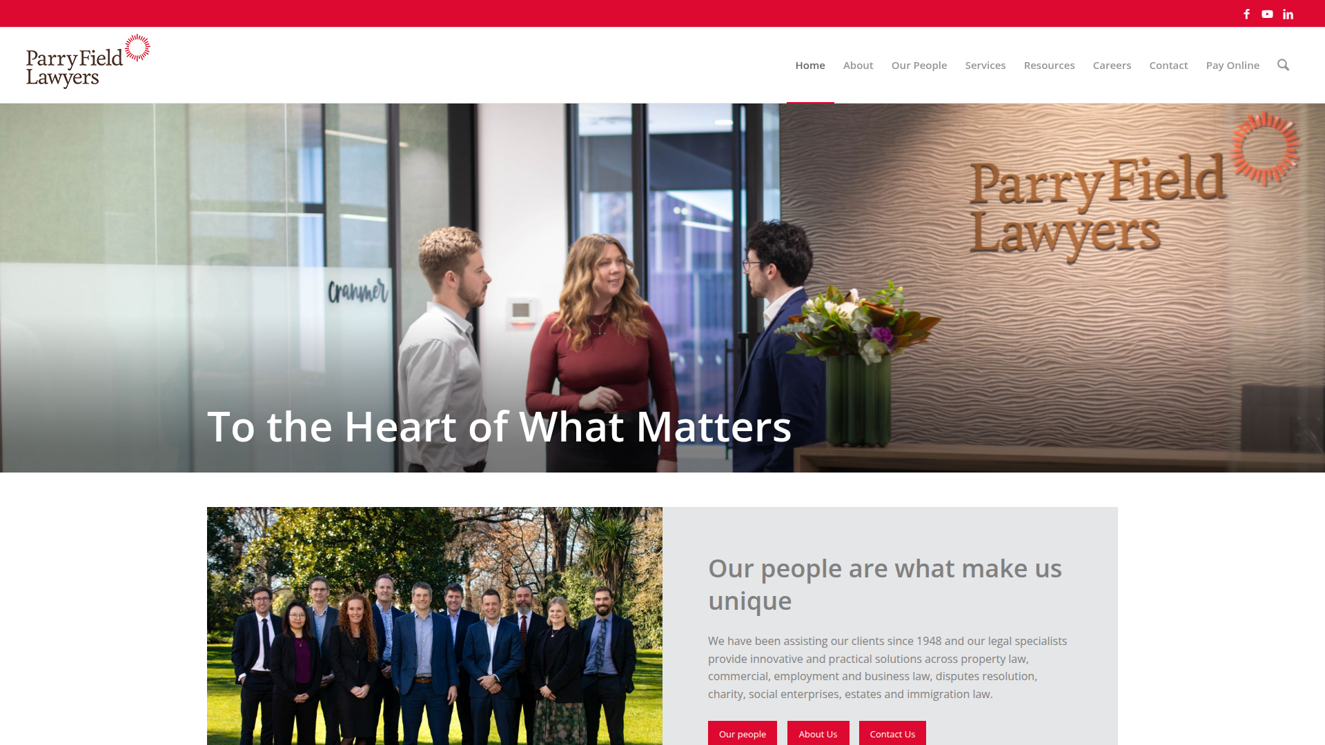 Website snapshot for Parry Field Lawyers Riccarton