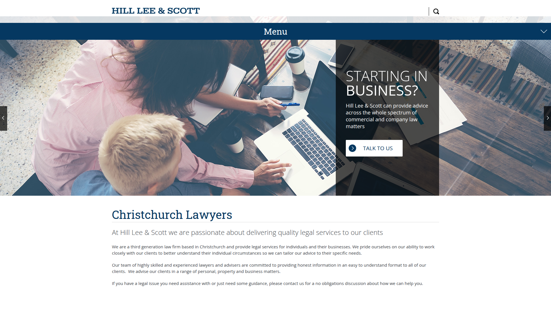 Website snapshot for Hill Lee & Scott