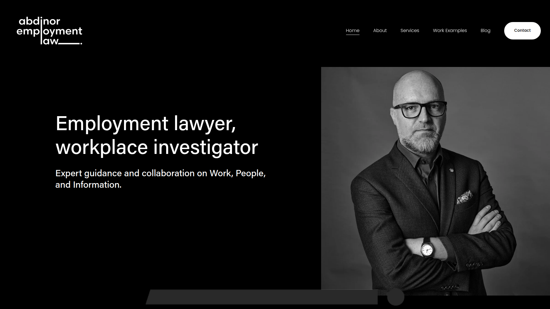 Website snapshot for Abdinor Employment Law