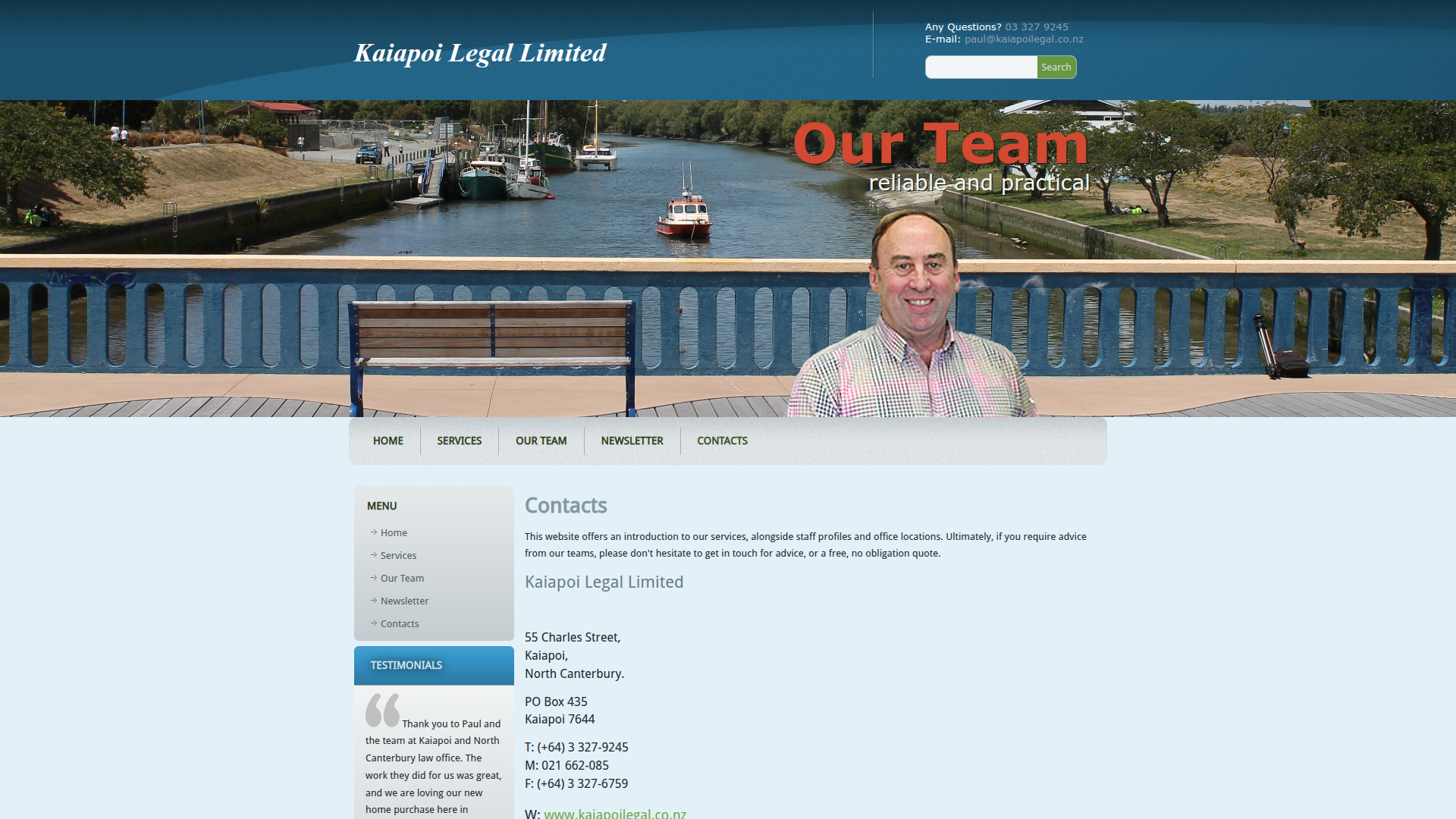 Website snapshot for Celebrant Kaiapoi Legal