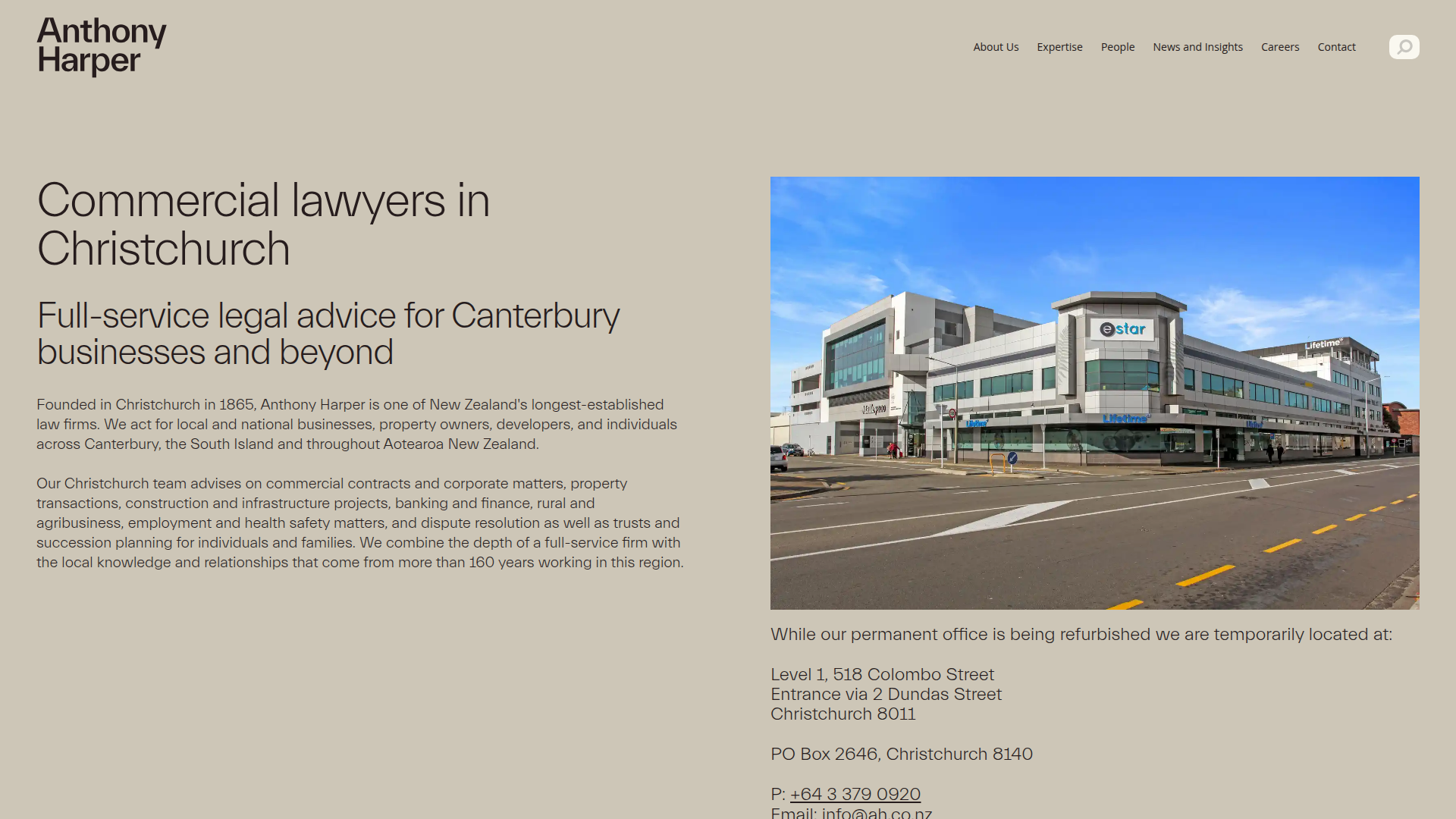 Website snapshot for Anthony Harper