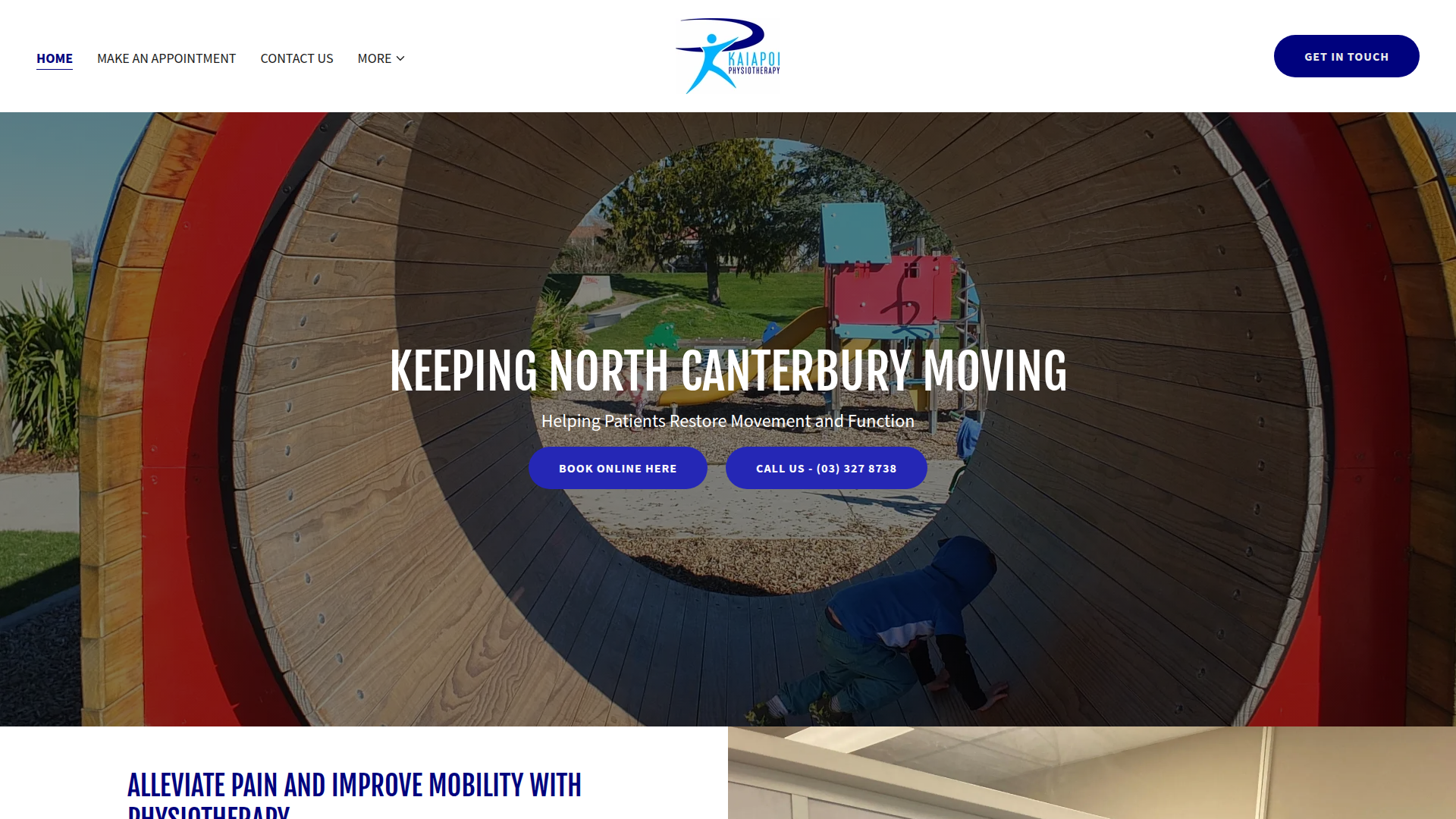 Website snapshot for Kaiapoi Physiotherapy