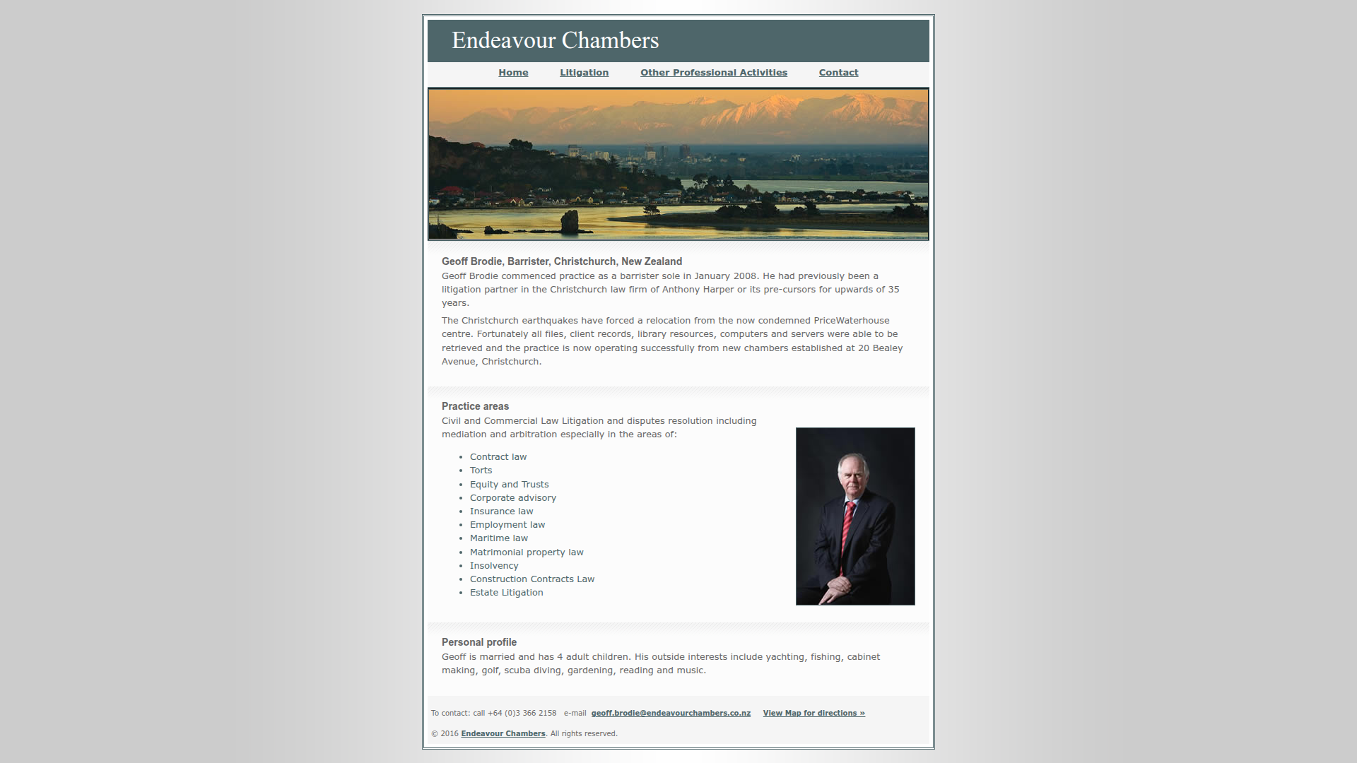 Website snapshot for Endeavour Chambers: Geoff Brodie Barrister