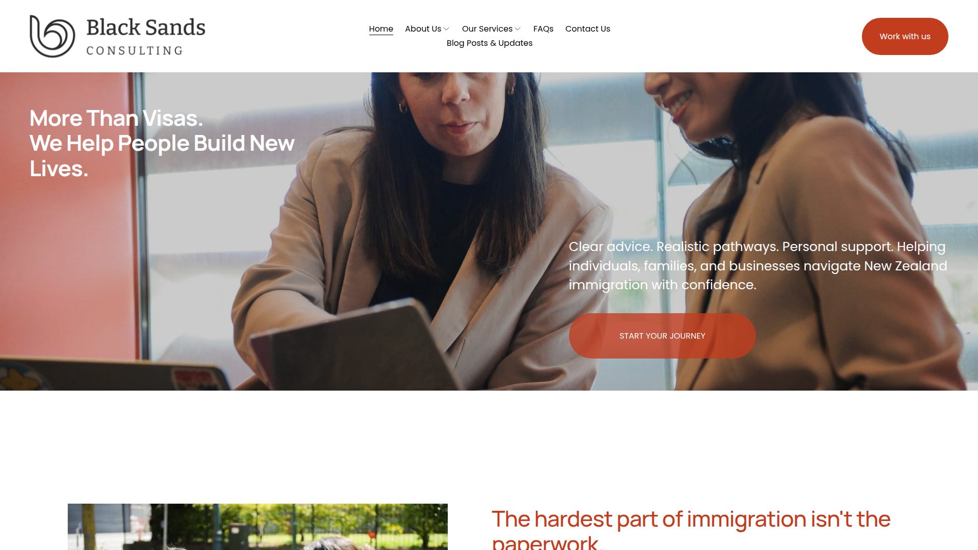 Website snapshot for Black Sands Immigration Consulting