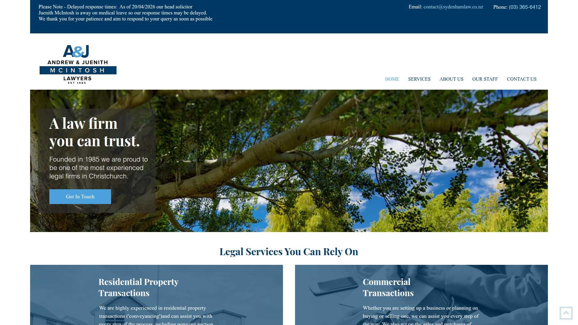 Website snapshot for Andrew & Juenith McIntosh