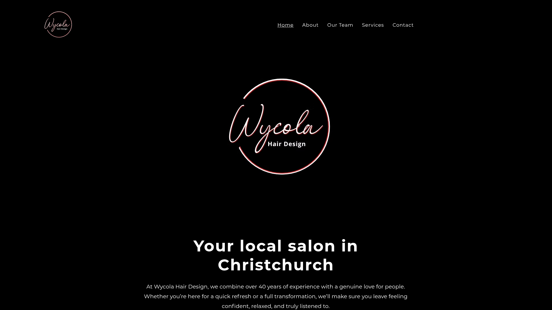Website snapshot for Wycola Hair Design