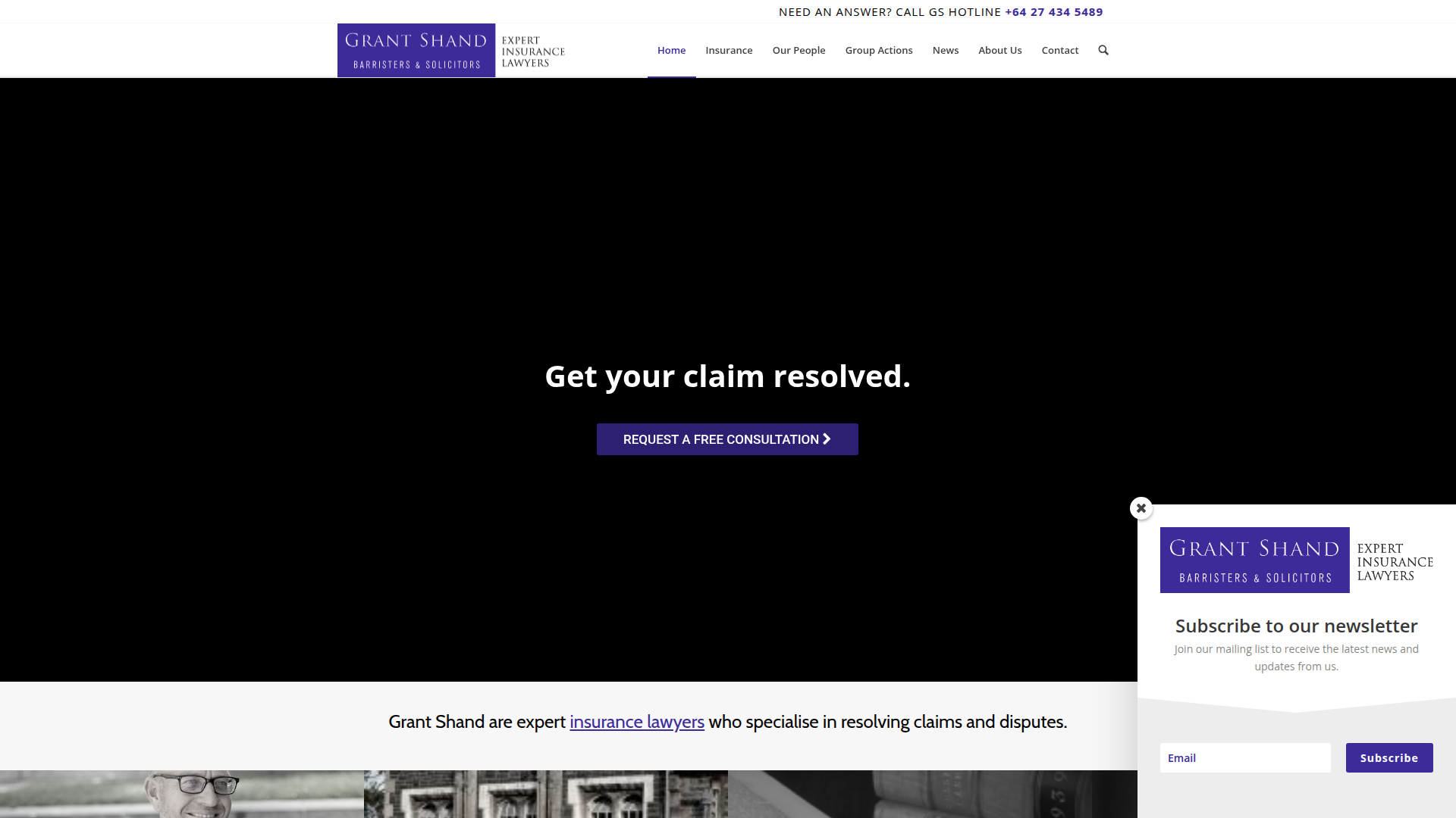 Website snapshot for Grant Shand Barristers & Solicitors