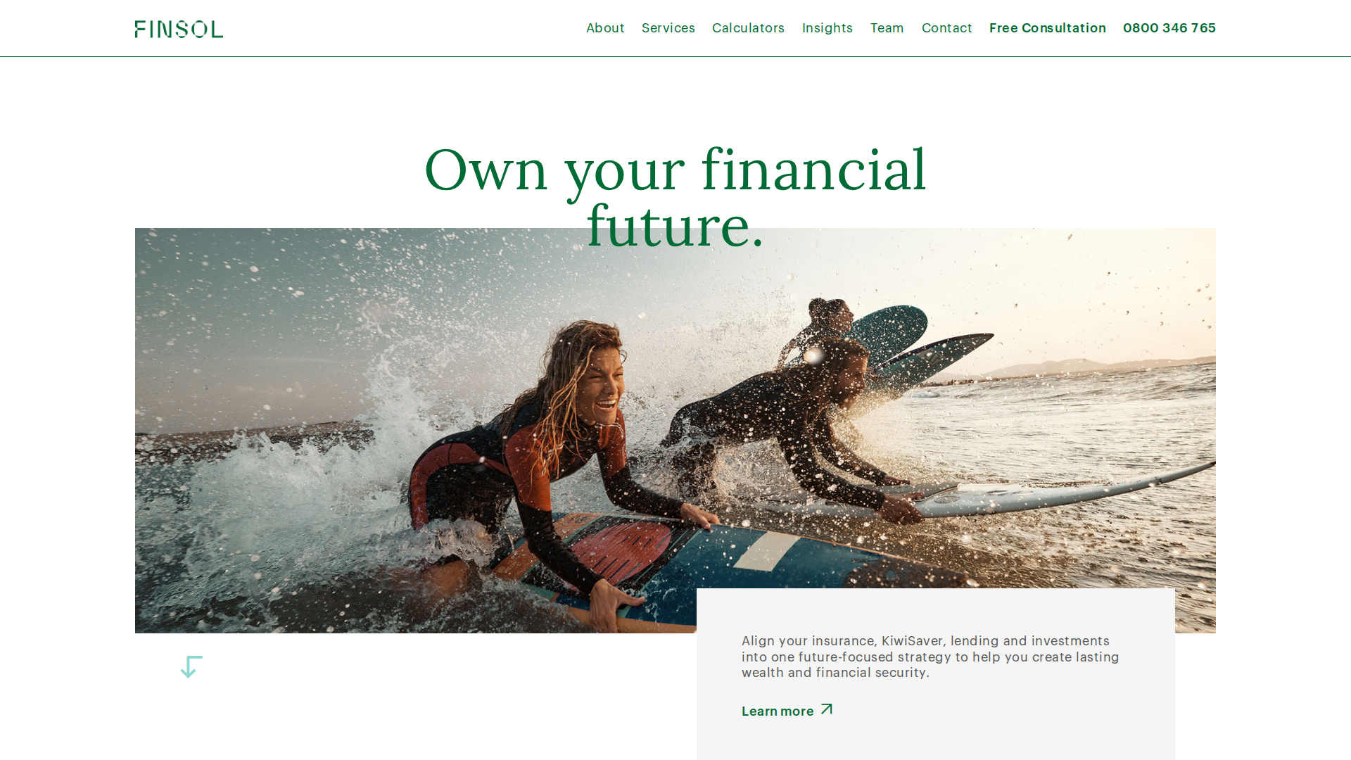 Website snapshot for Finsol Financial Advisers