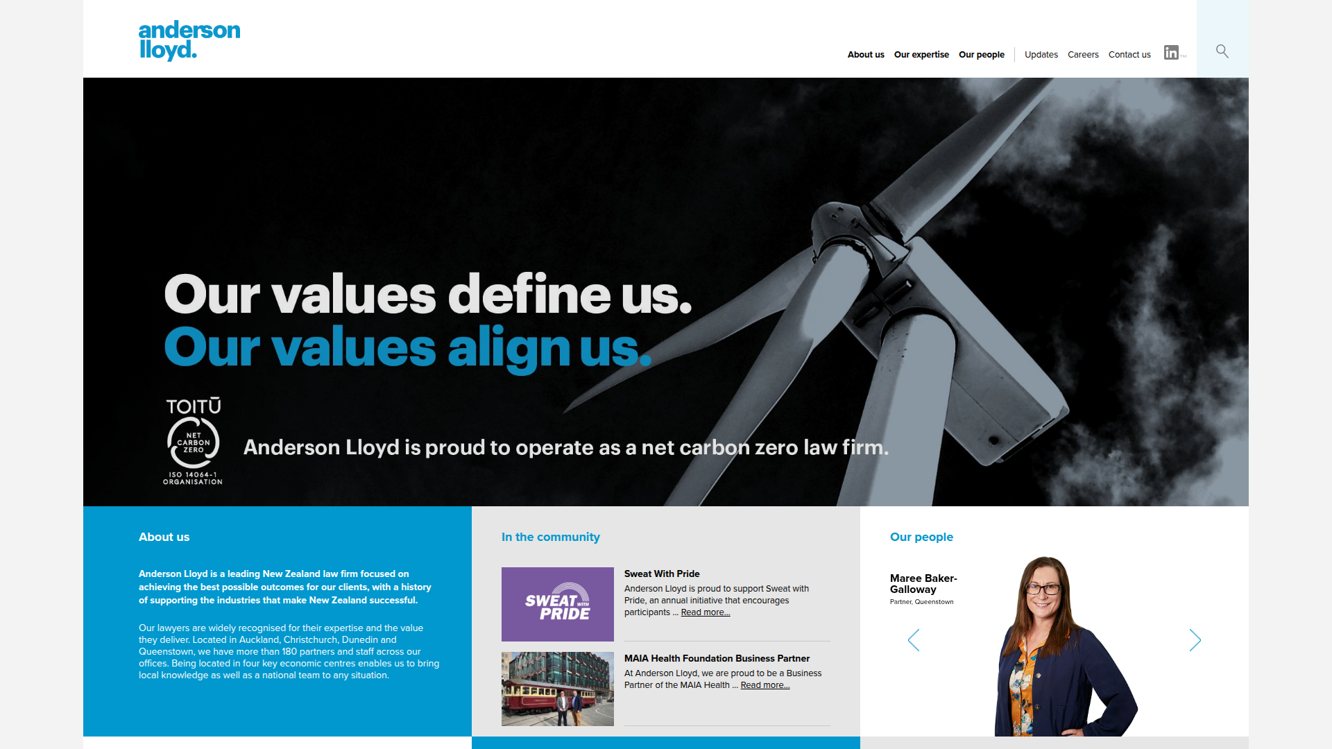 Website snapshot for Anderson Lloyd