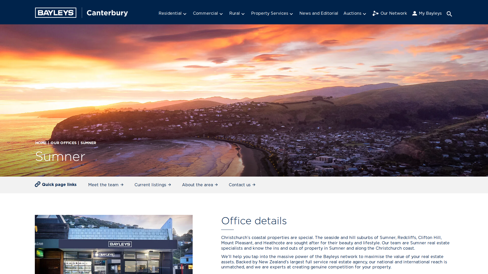 Website snapshot for Bayleys Sumner