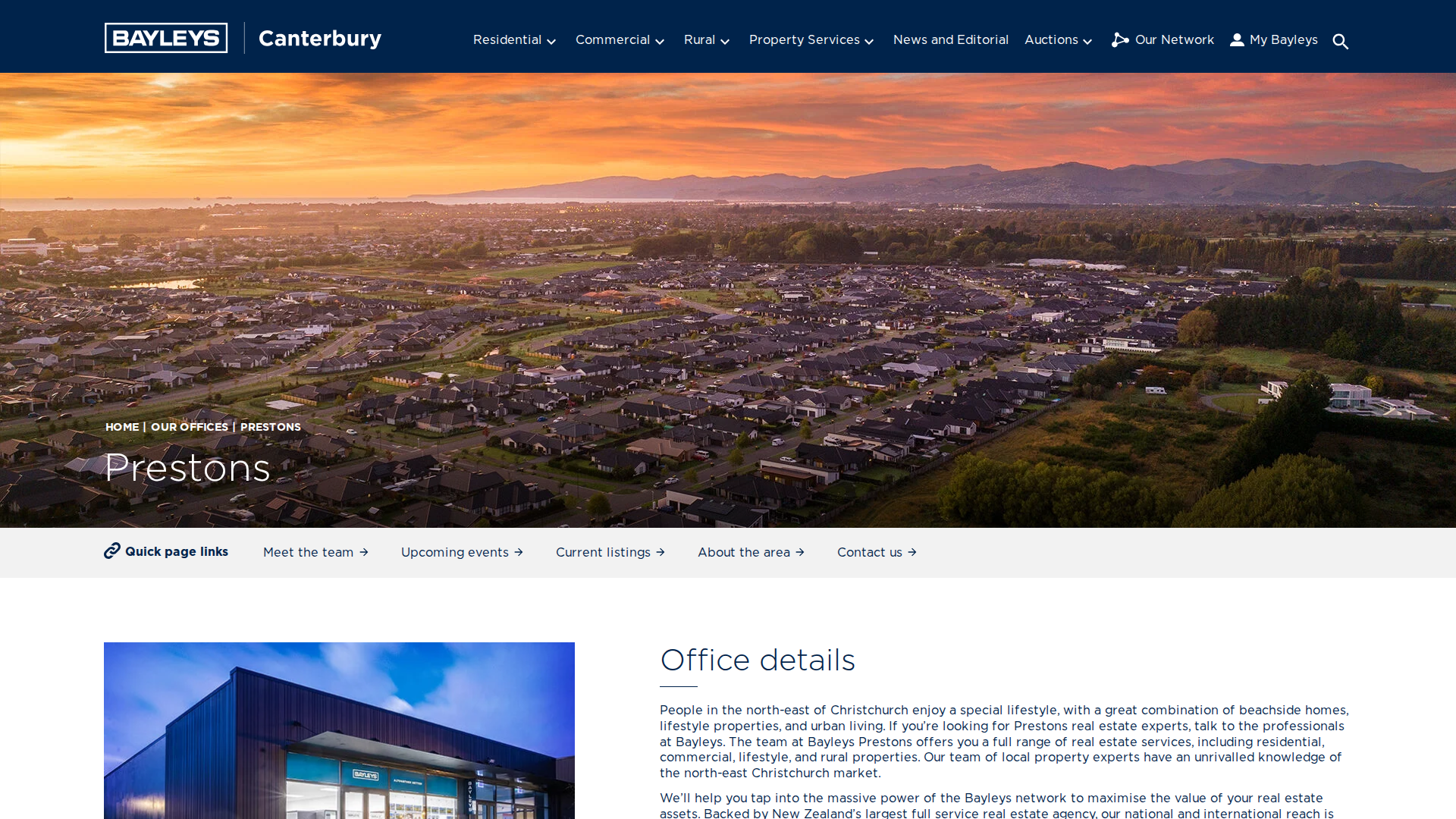 Website snapshot for Bayleys Prestons