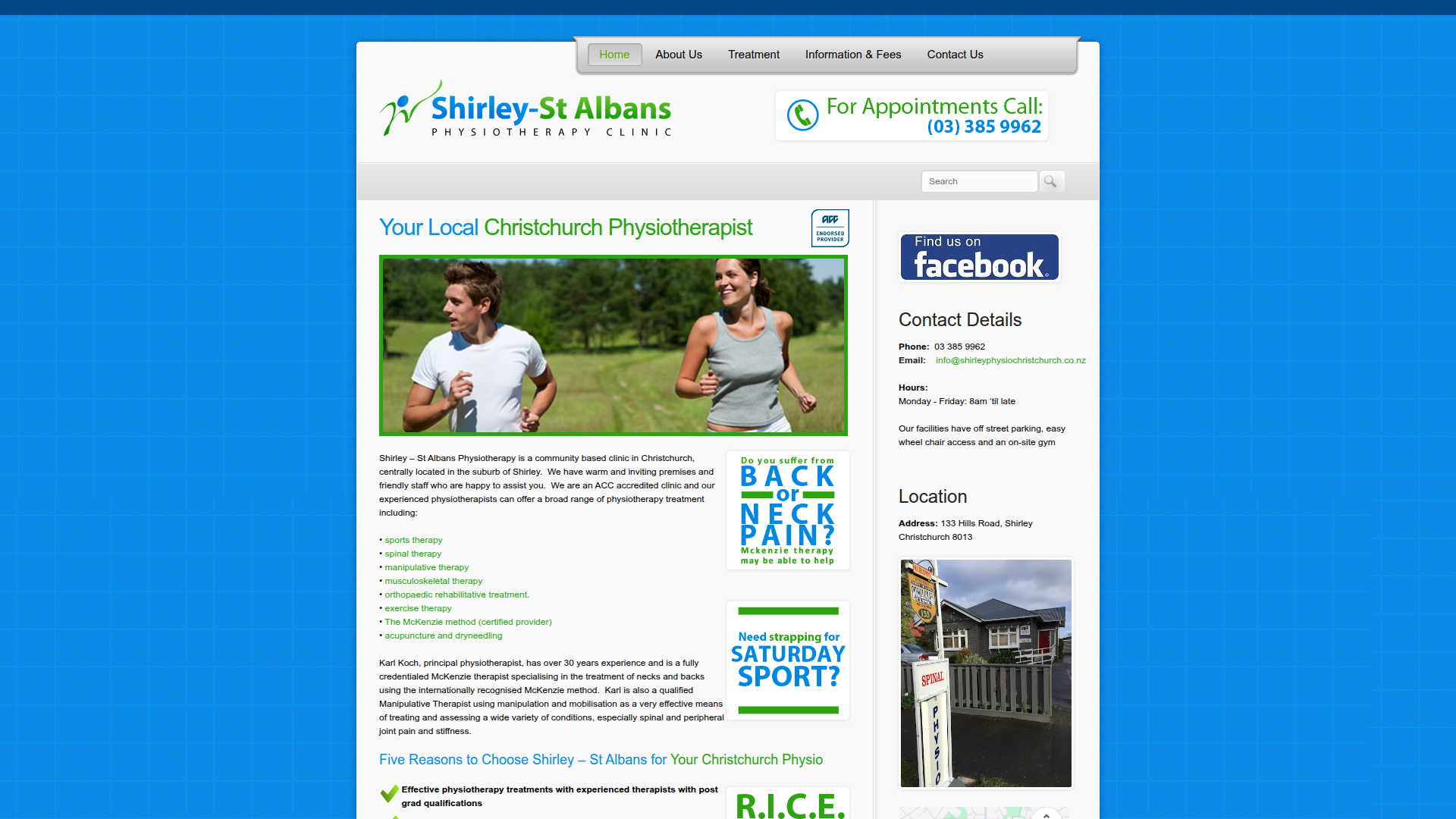 Website snapshot for Shirley St Albans Physiotherapy