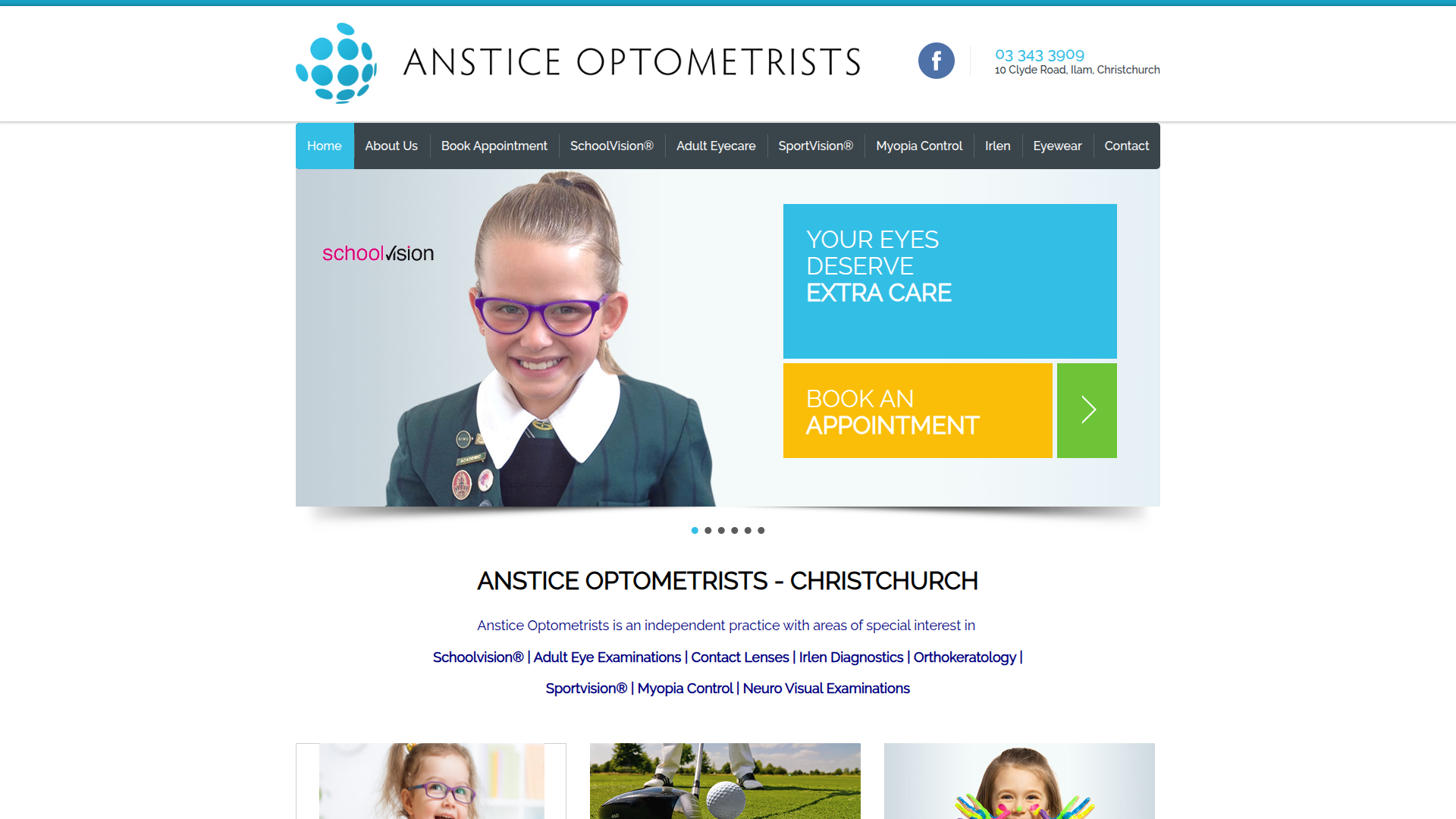 Website snapshot for Anstice & Associates Optometrists