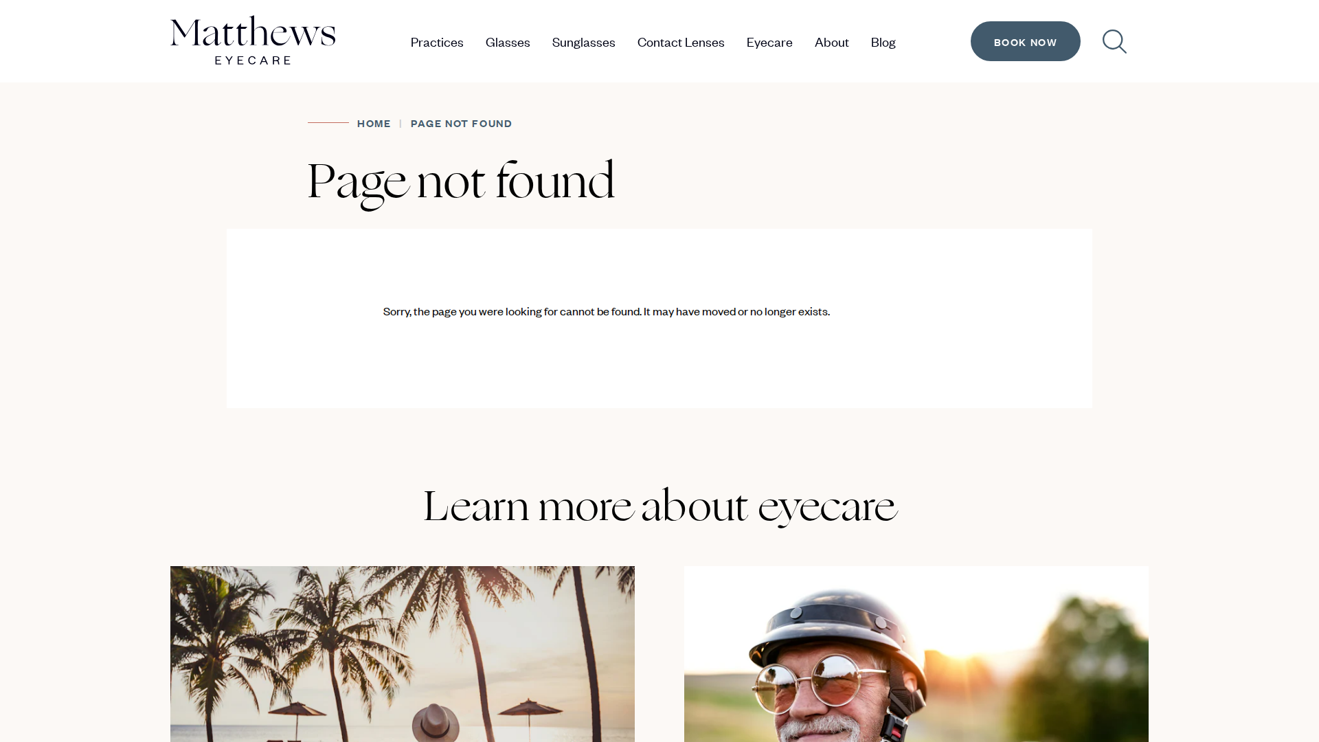 Website snapshot for Matthews Eyecare