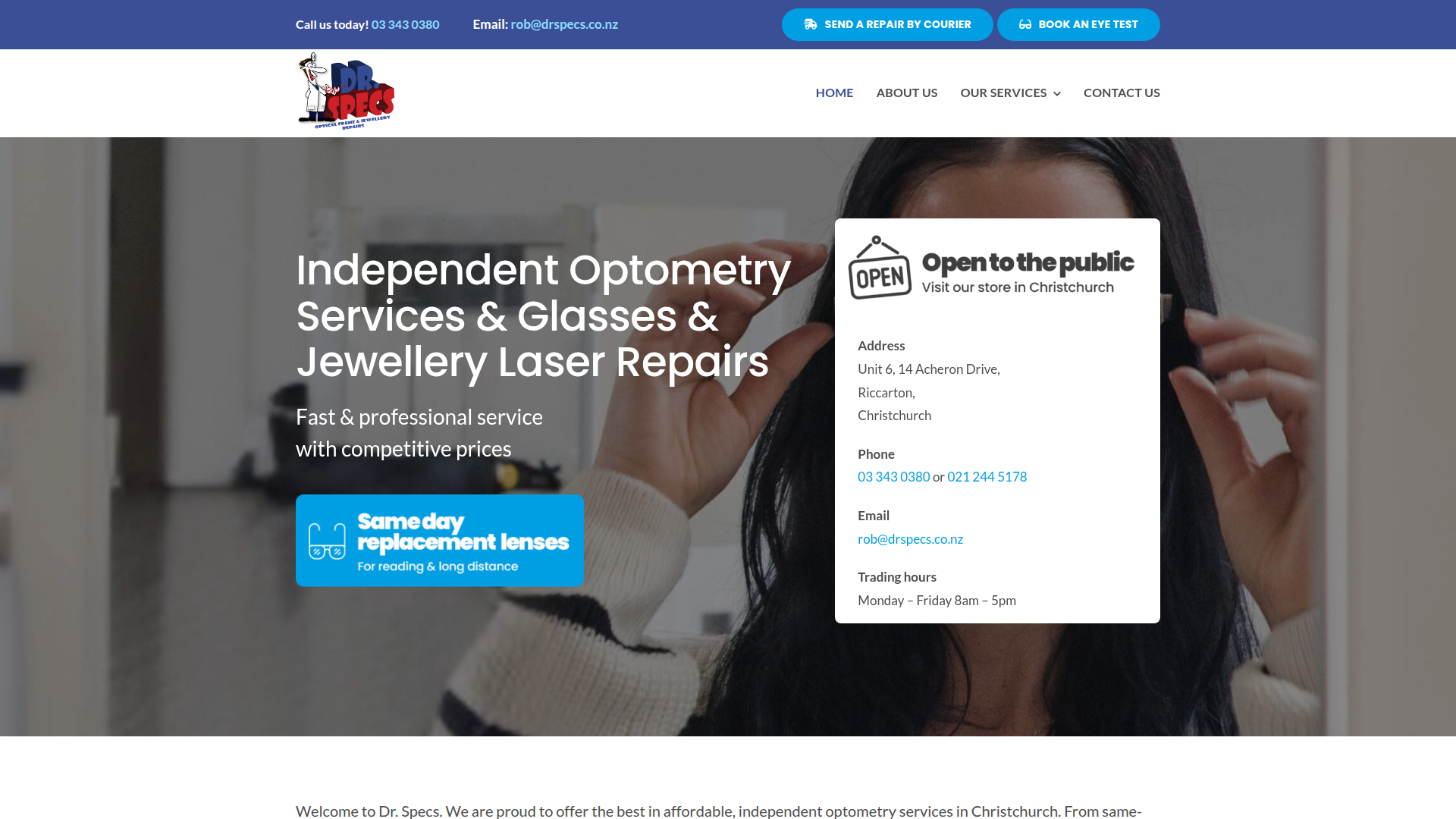 Website snapshot for Dr. Specs