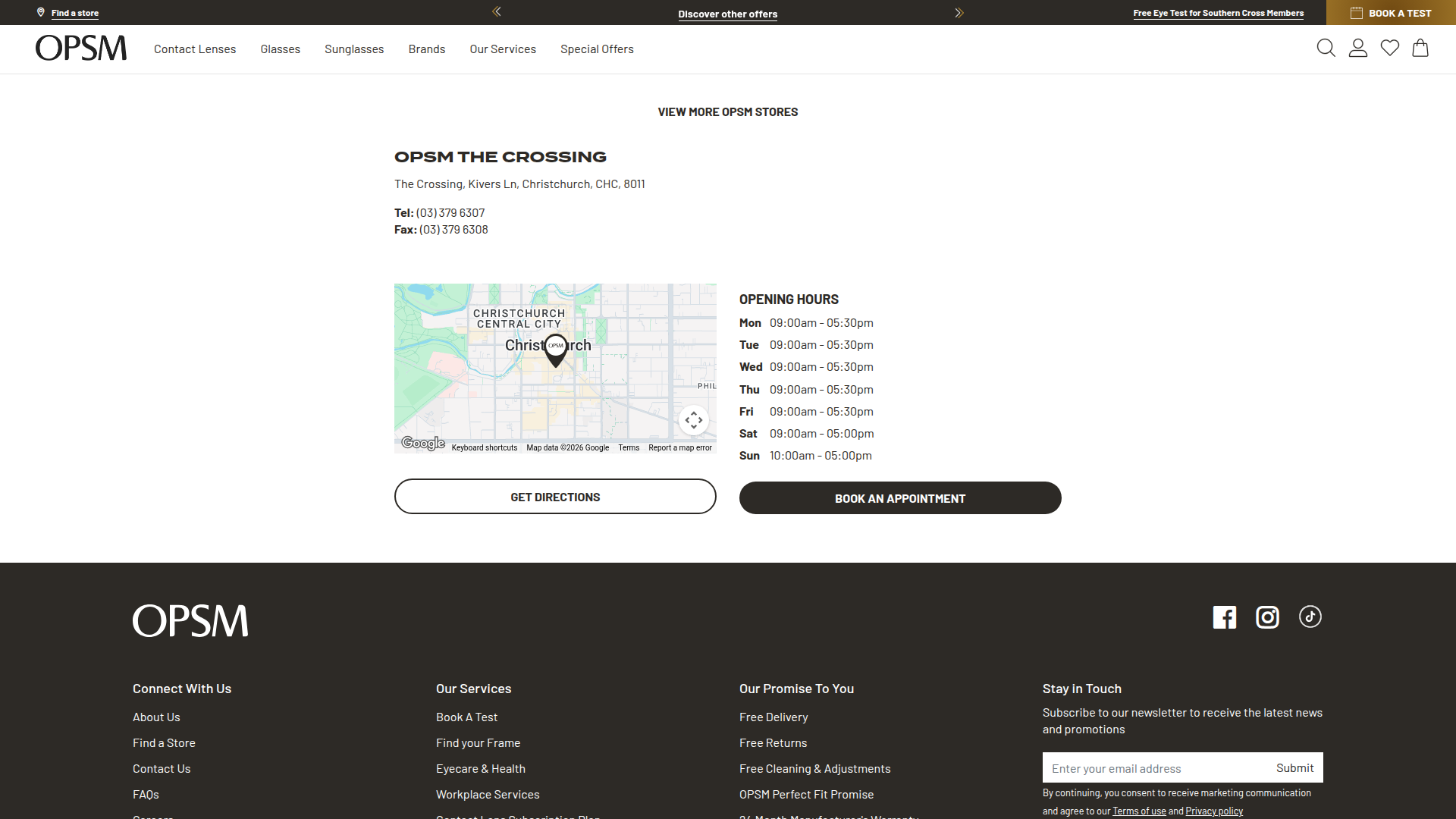 Website snapshot for OPSM The Crossing
