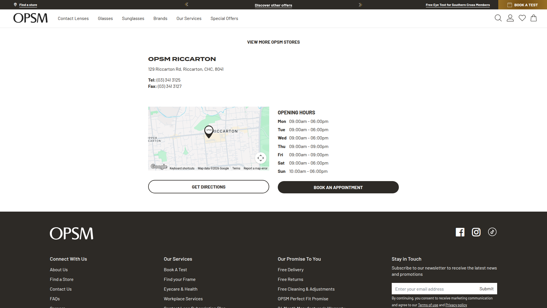 Website snapshot for OPSM Riccarton