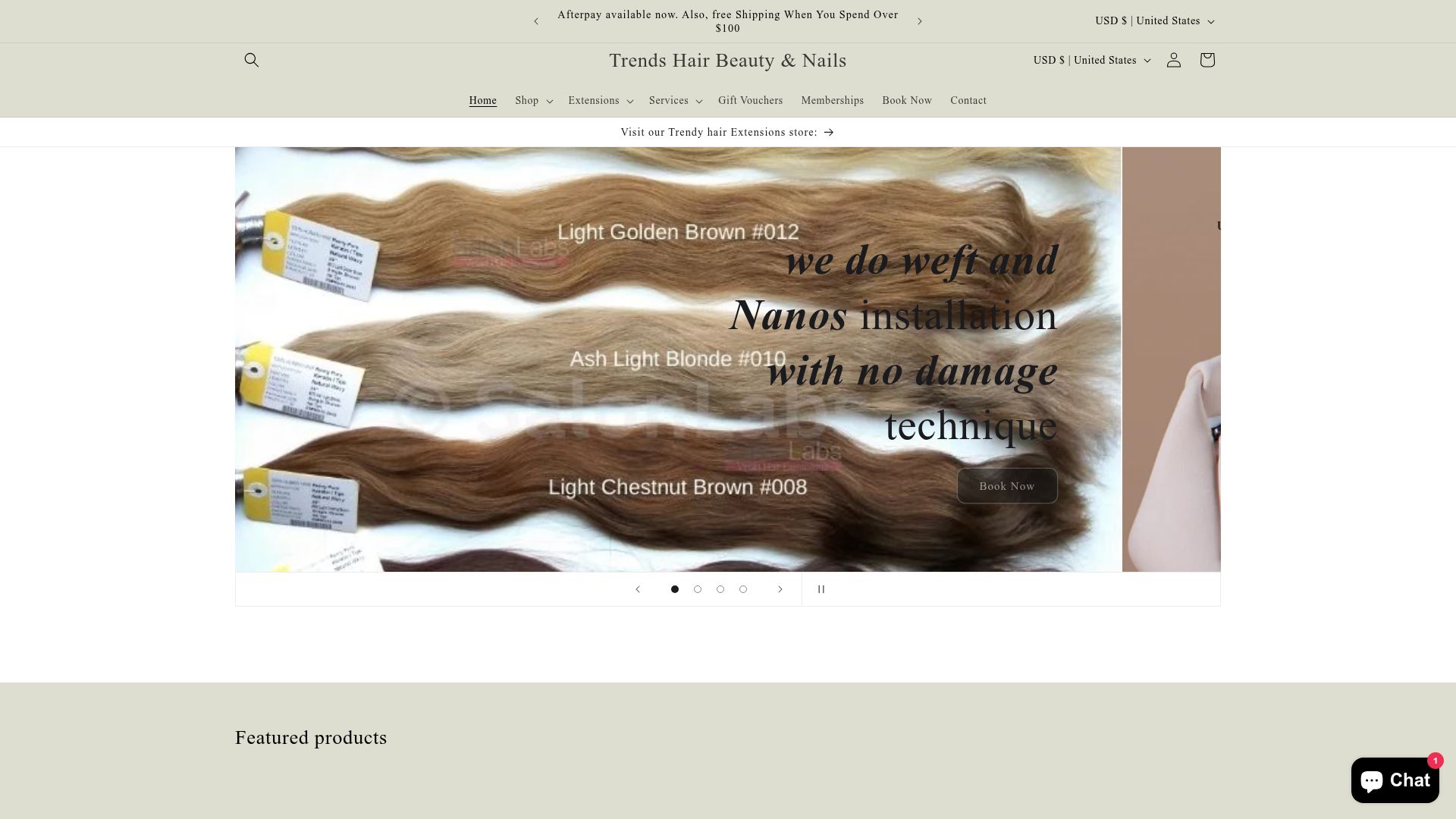 Website snapshot for Trends Hair Beauty and Nails
