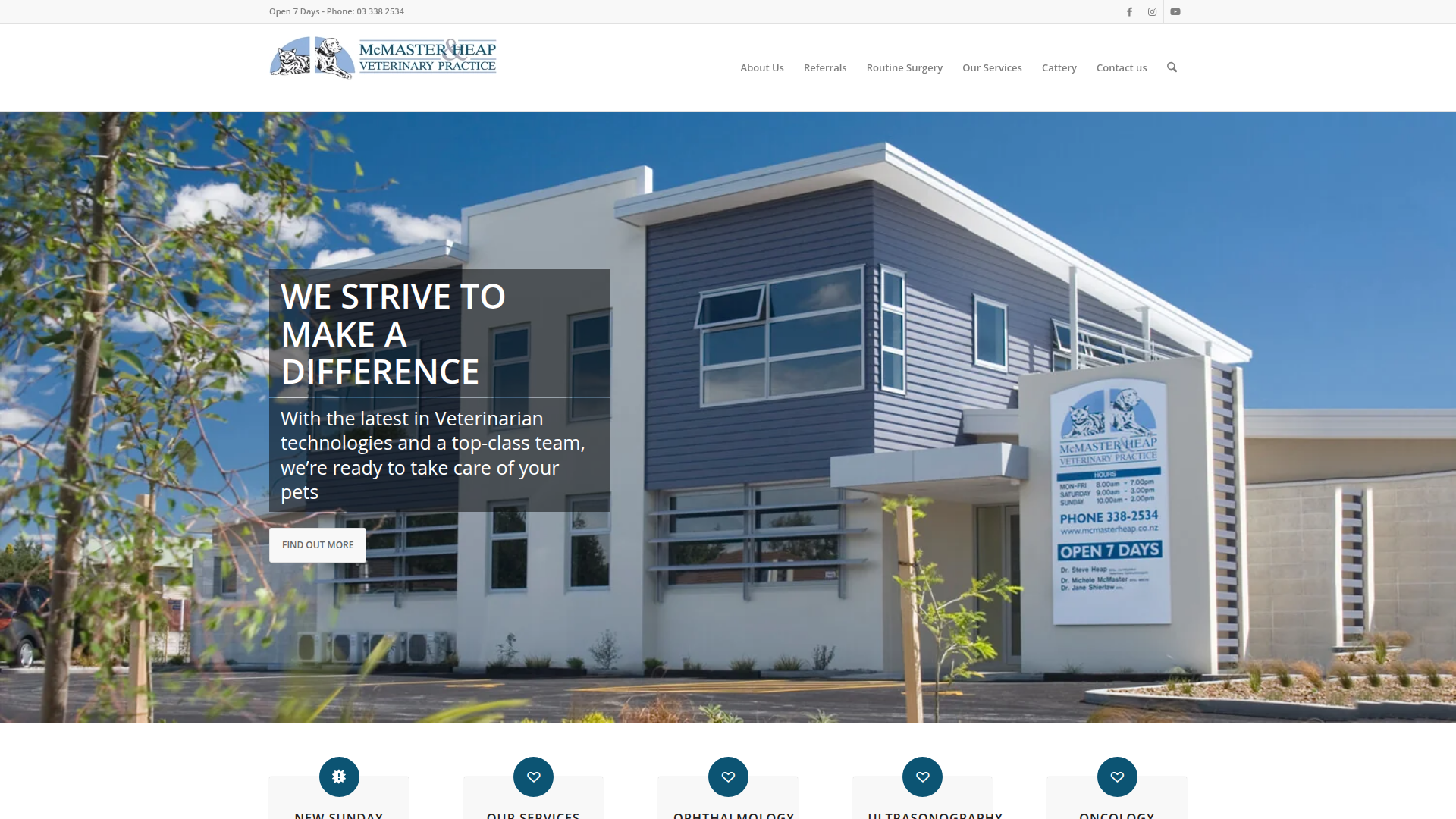 Website snapshot for McMaster and Heap Veterinary Practice